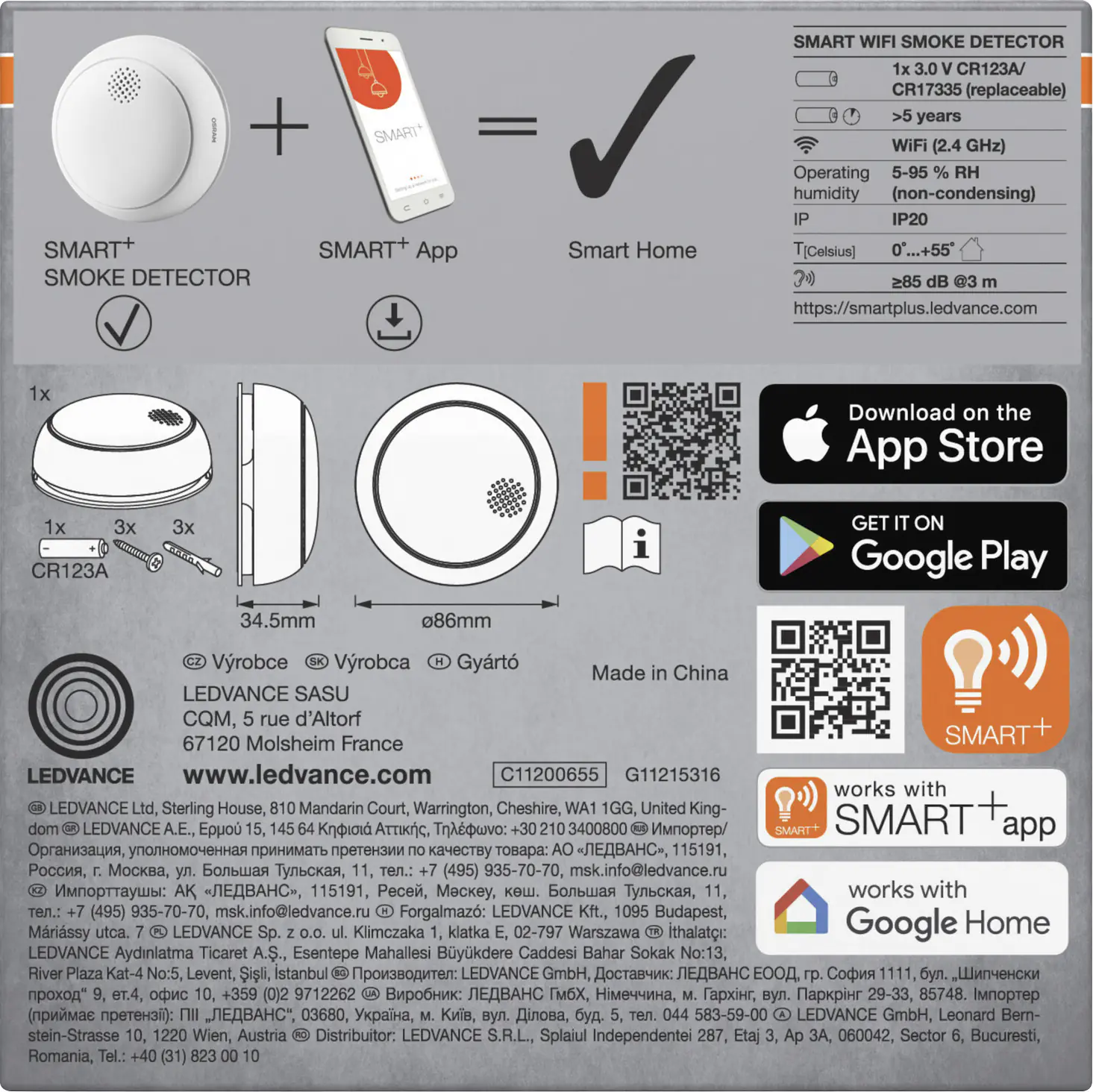 Osram Rauchmelder Smart+ Sensor WiFi weiß