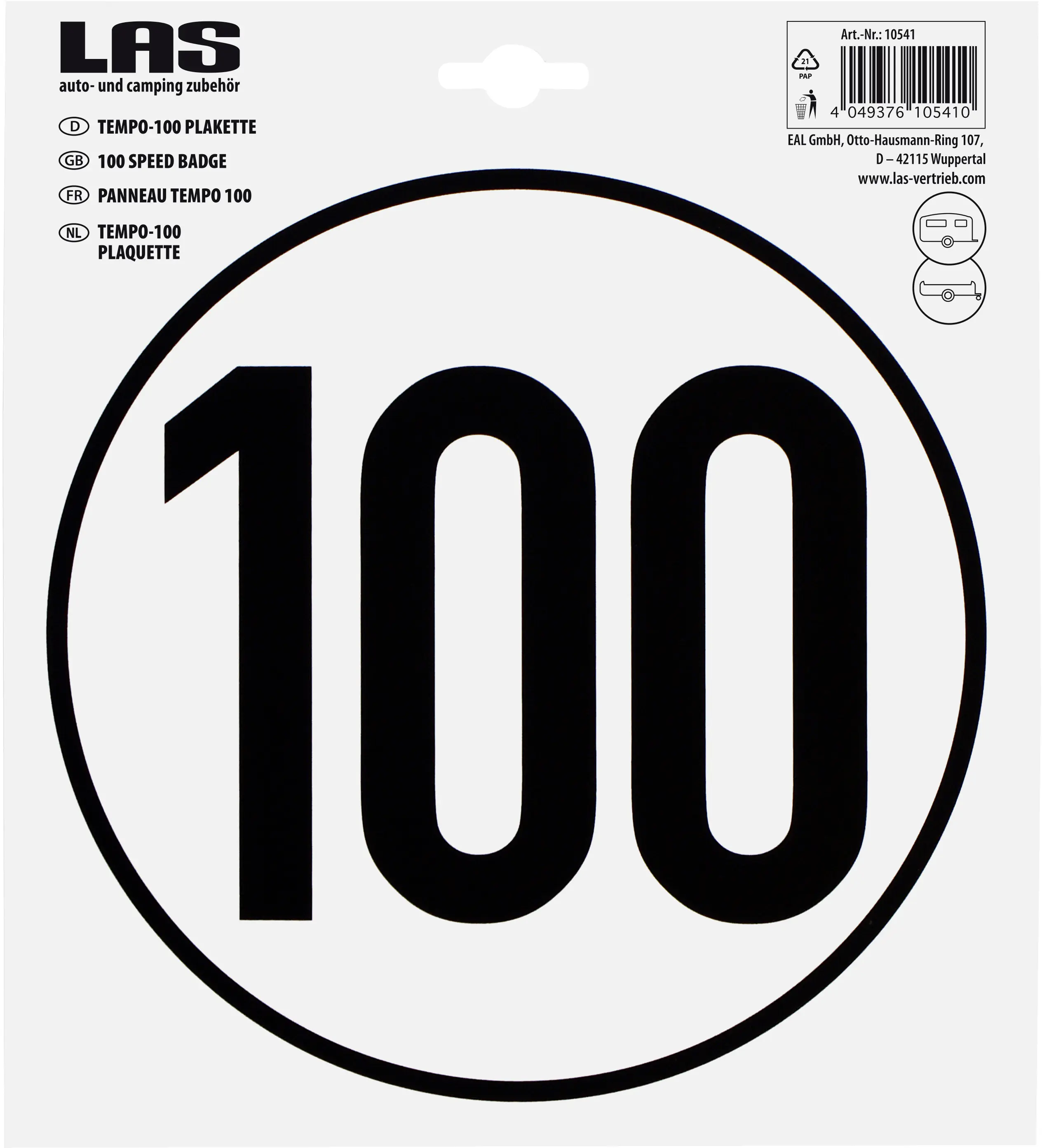 LAS Plakette 100 km/h Ø 20cm