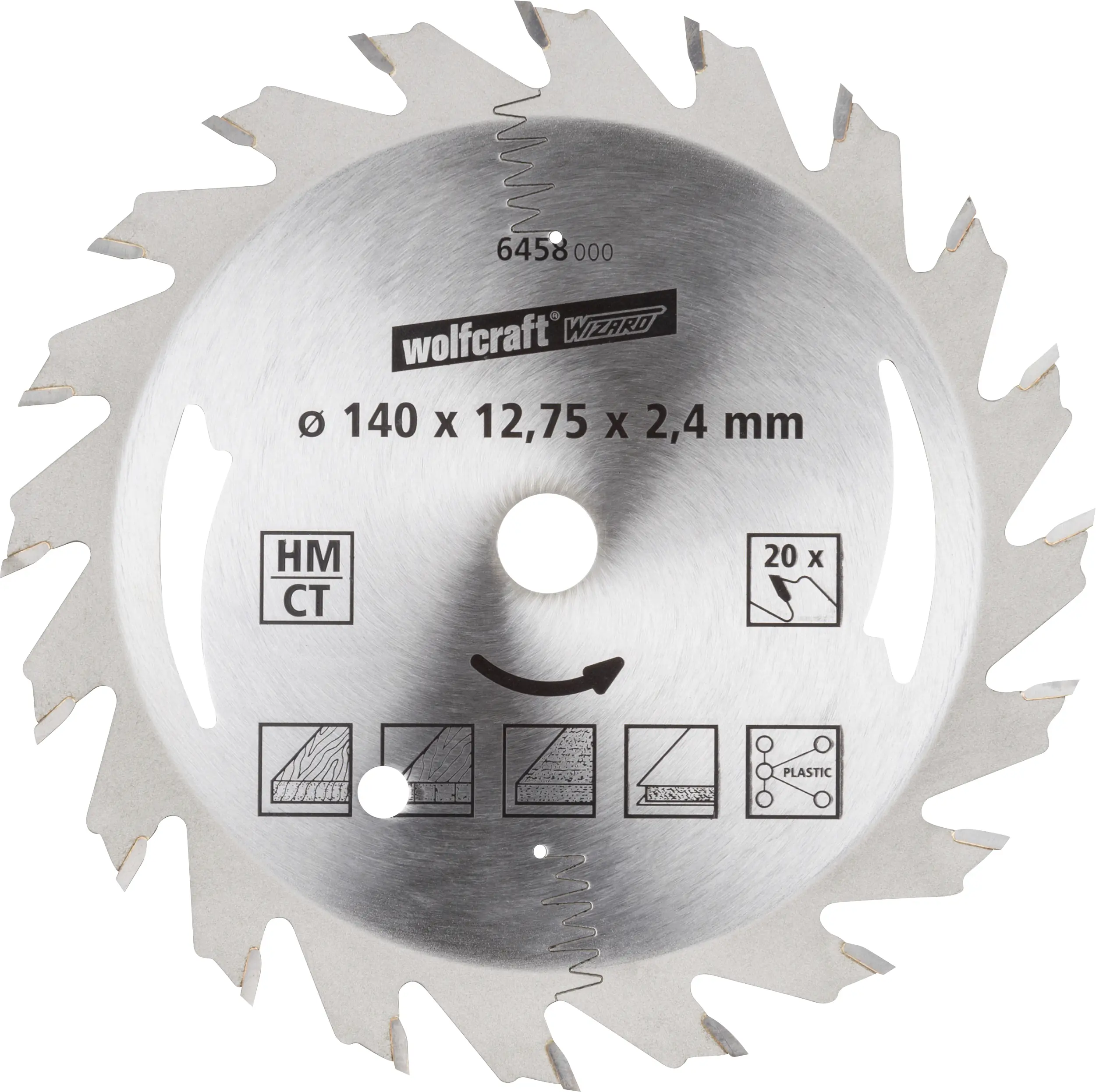 Wolfcraft Kreissägeblatt Ø 140 mm Bohrung Ø 12,75 mm 20 Zähne