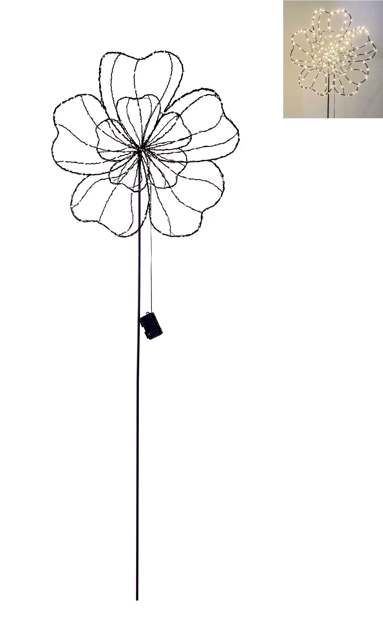 TrendLine LED-Stecker Blume Eisen 151 x 61 cm schwarz warmweiß