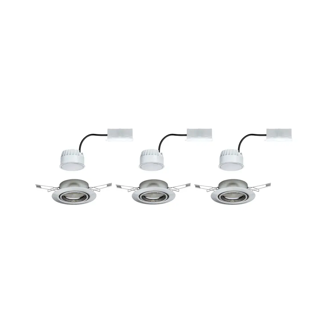 Paulmann LED-Einbauleuchte Base Coin eisen gebürstet dimmbar & schwenkbar 3er Set
