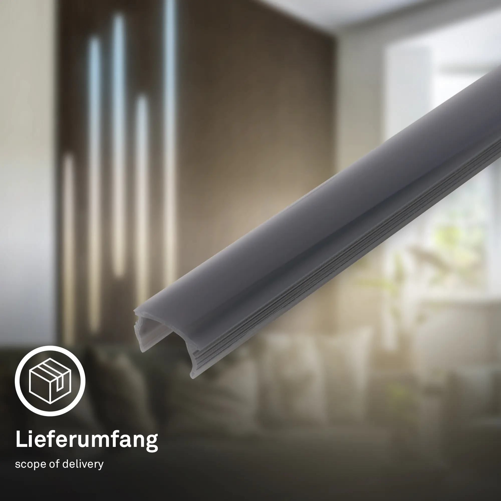 PC Profil Diffusor für Akustikpaneele Kunstoff 130 cm Rauchglas Optik 16-17 mm
