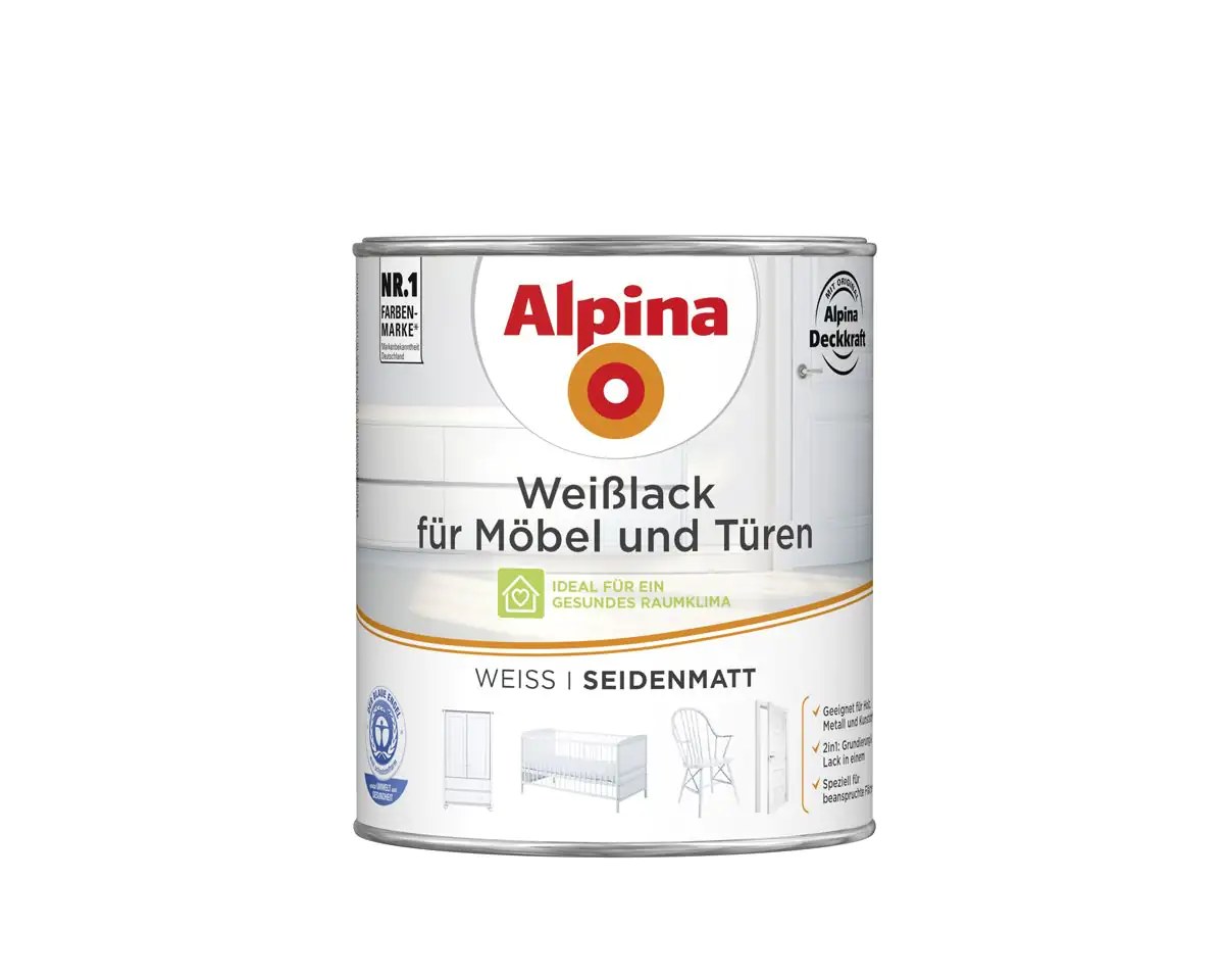Alpina Weißlack für Möbel & Türen 750 ml weiß seidenmatt
