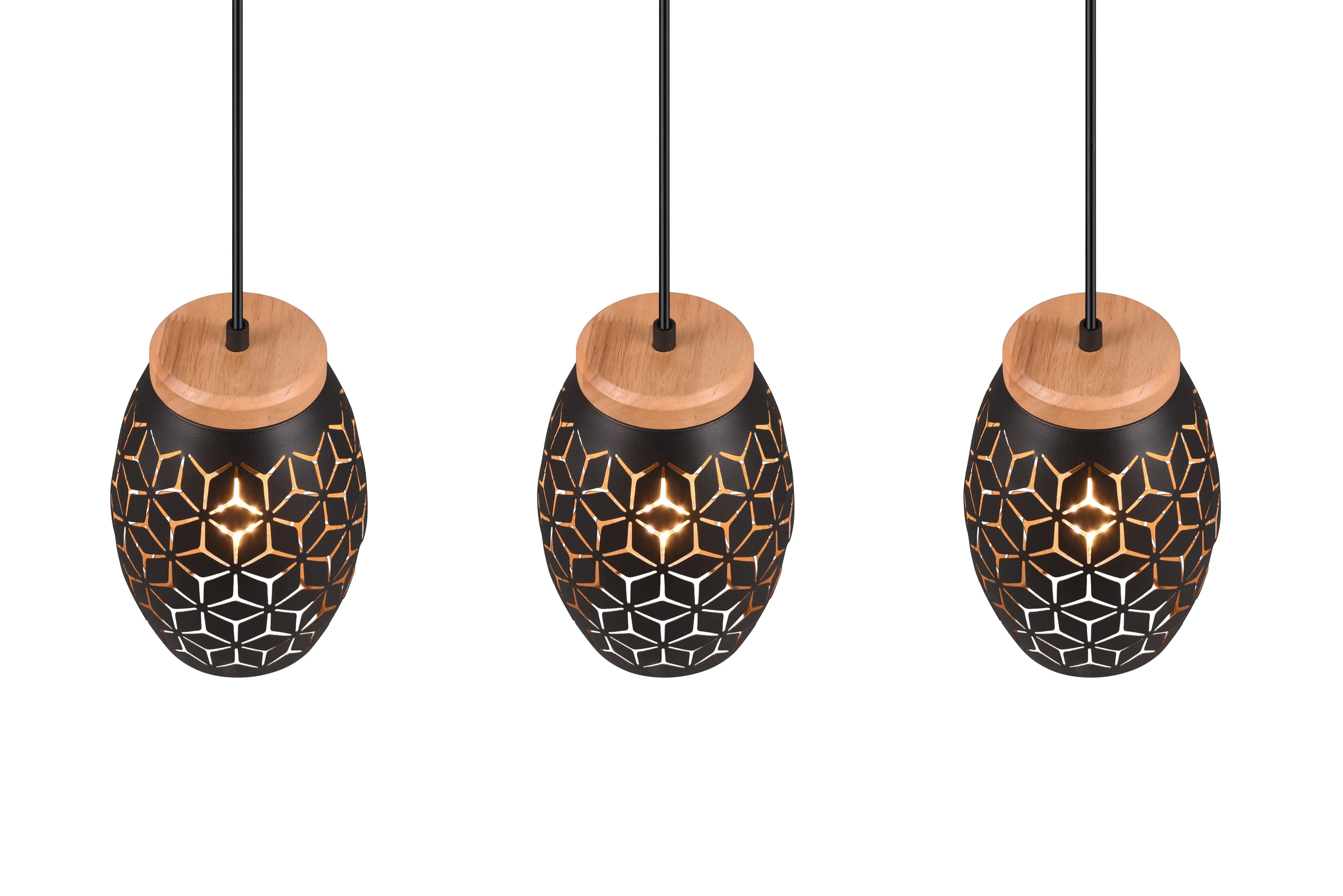 Trio Leuchten Pendelleuchte Bidar 3xE27, schwarz, gold