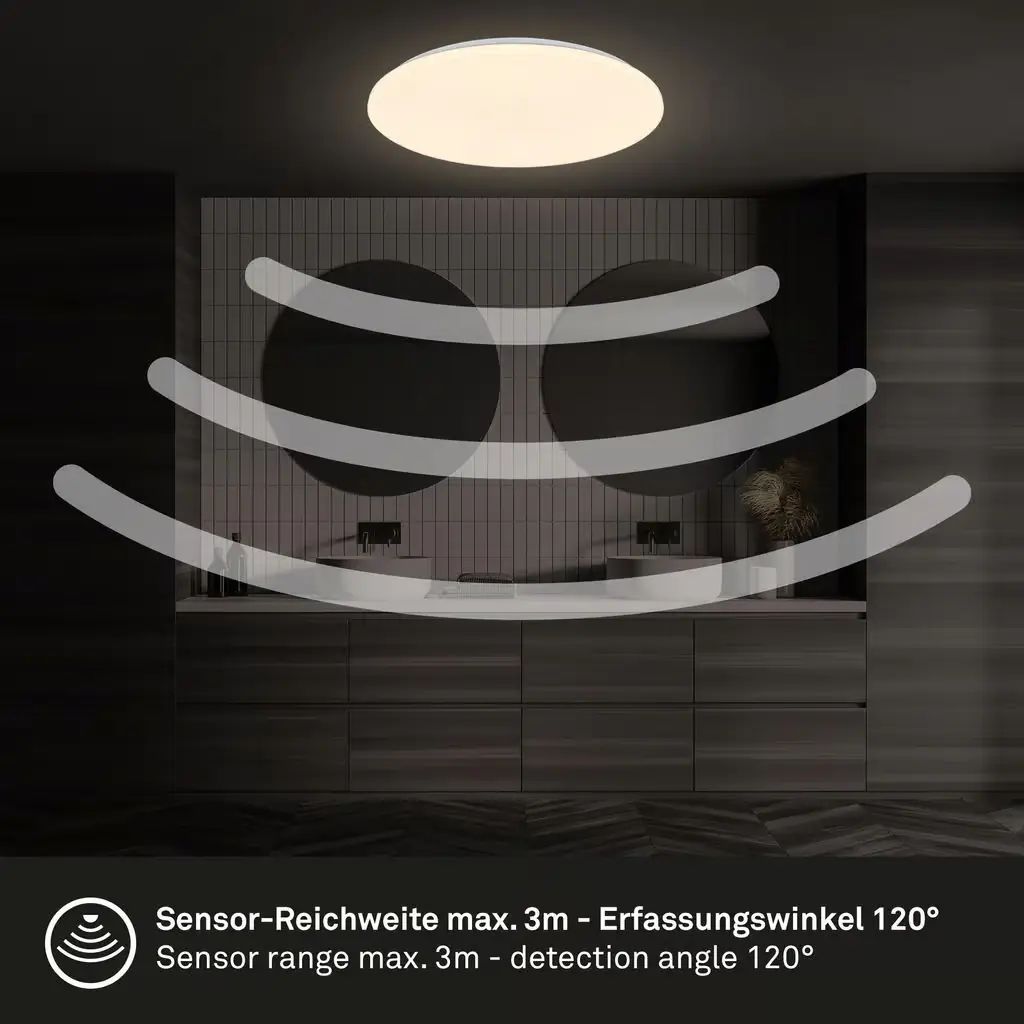 Briloner LED-Deckenleuchte Walk mit Bewegungsmelder Ø 35 x 5,5 cm warmweiß weiß