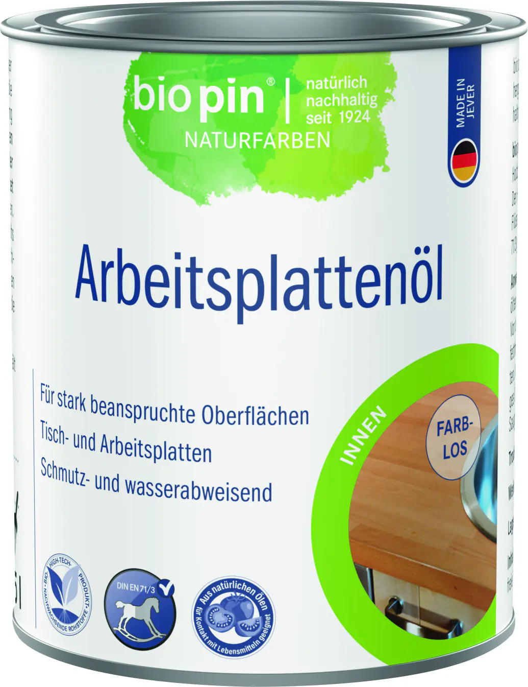 Biopin Naturfarben Arbeitsplattenhartöl 375 ml farblos