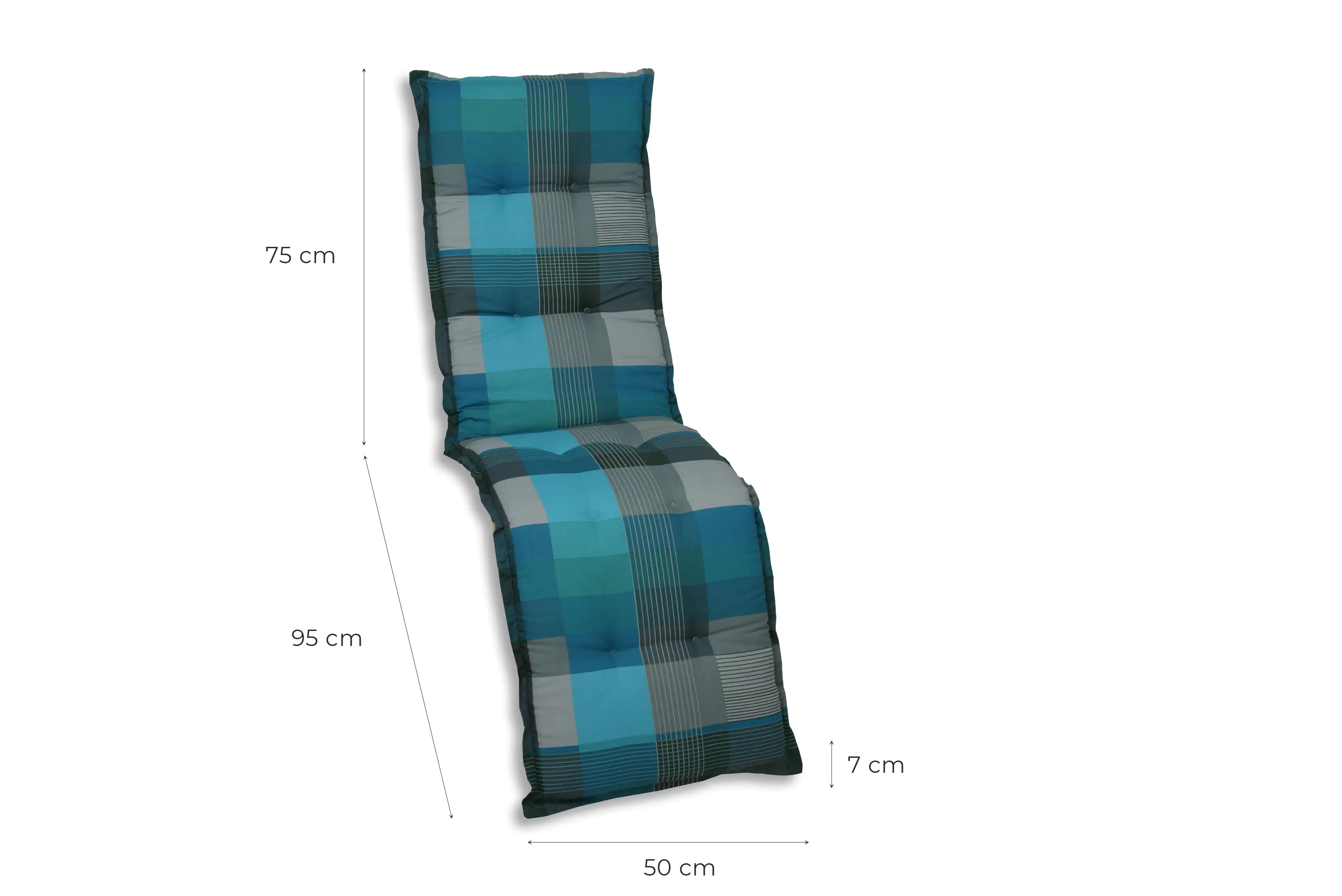GO-DE Relax-Auflage Classic 170 x 50 x 7 cm, blau kariert