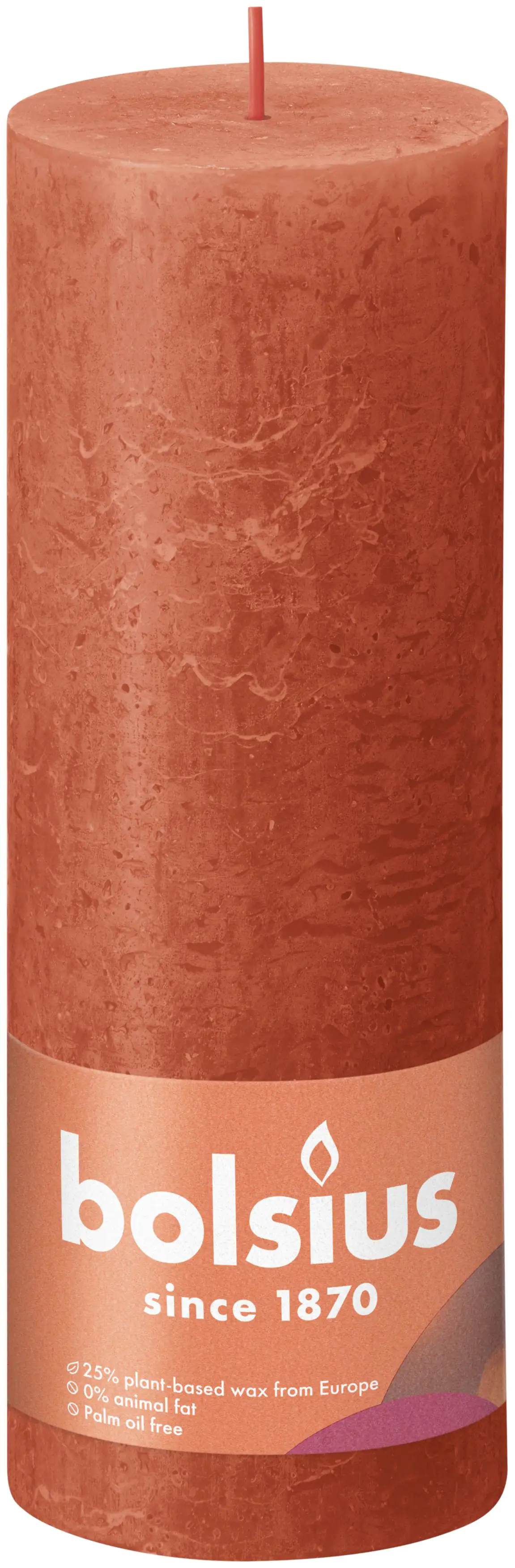 Bolsius Rustik Stumpenkerze herbstliches orange, Höhe: 19 cm, Ø 6,8 cm