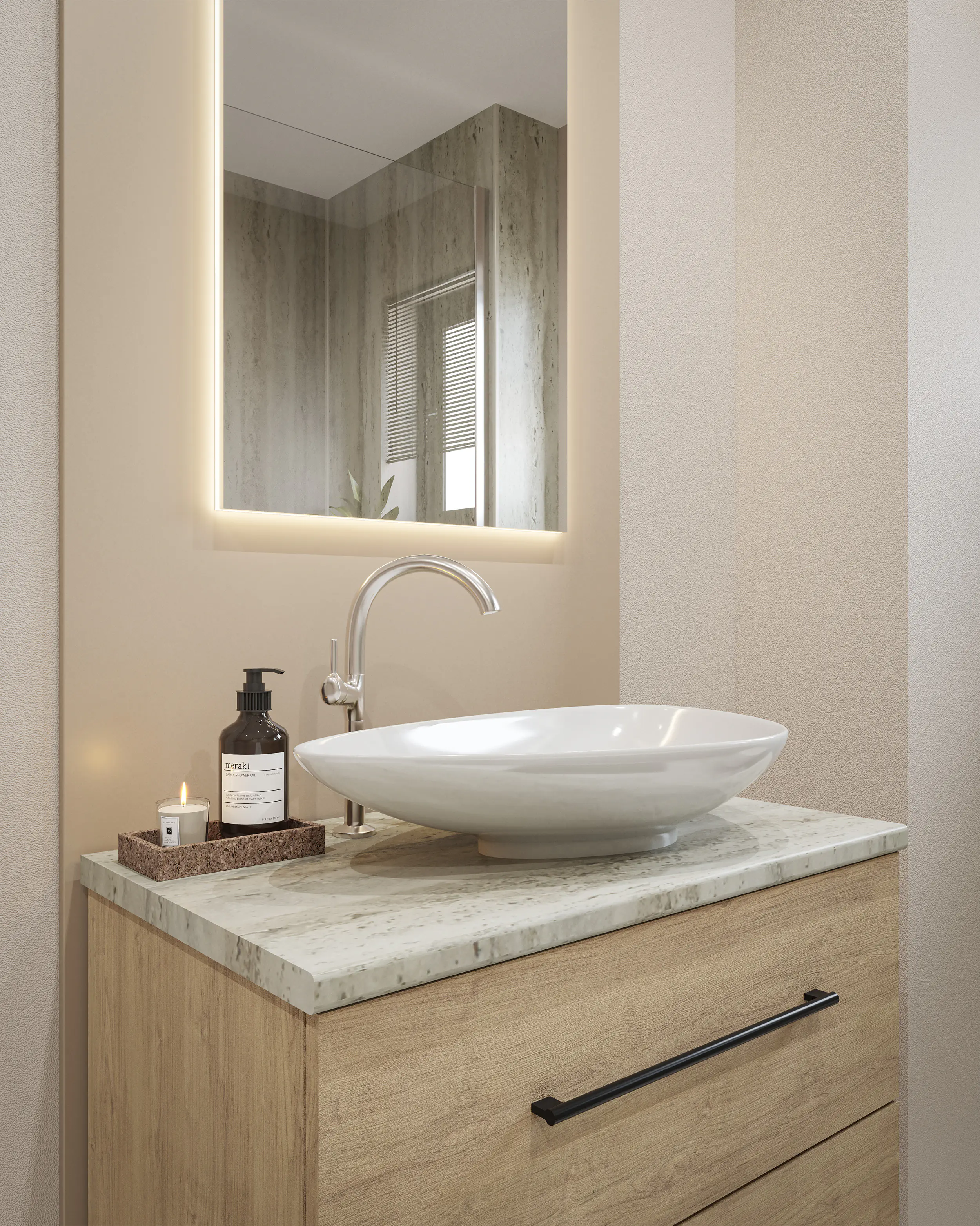 Wetwall Vanity Waschtischplatte 150 x 60 cm Natural Travertine