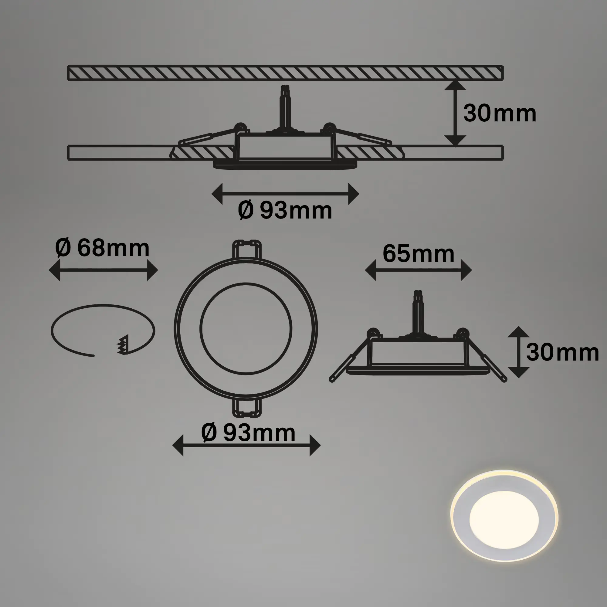 Briloner LED-Einbauleuchten 3er Set 4,9W 425lm chrom-matt Nachtlicht