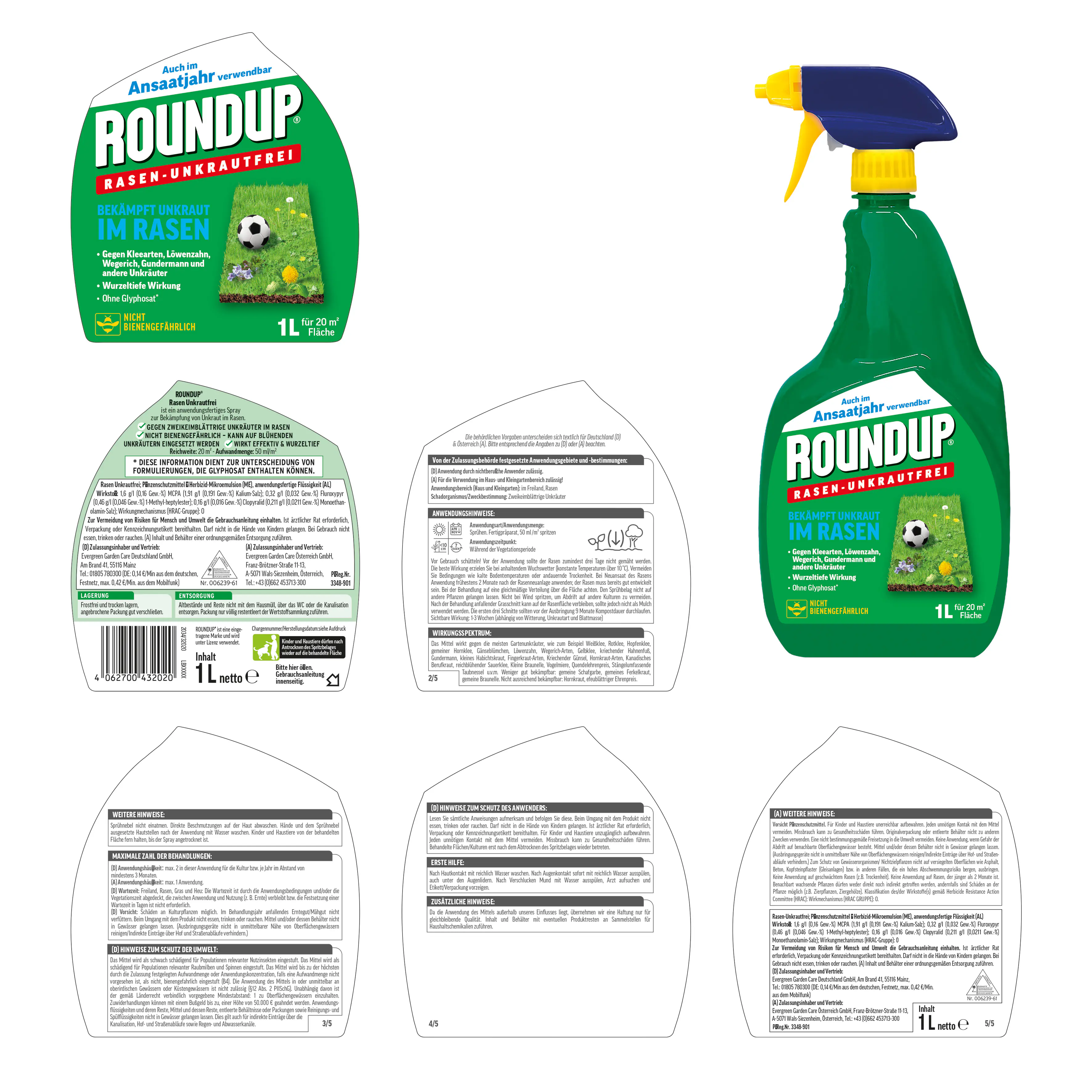 Roundup Rasen-Unkrautfrei AF 1 L im Ansaatjahr verwendbar