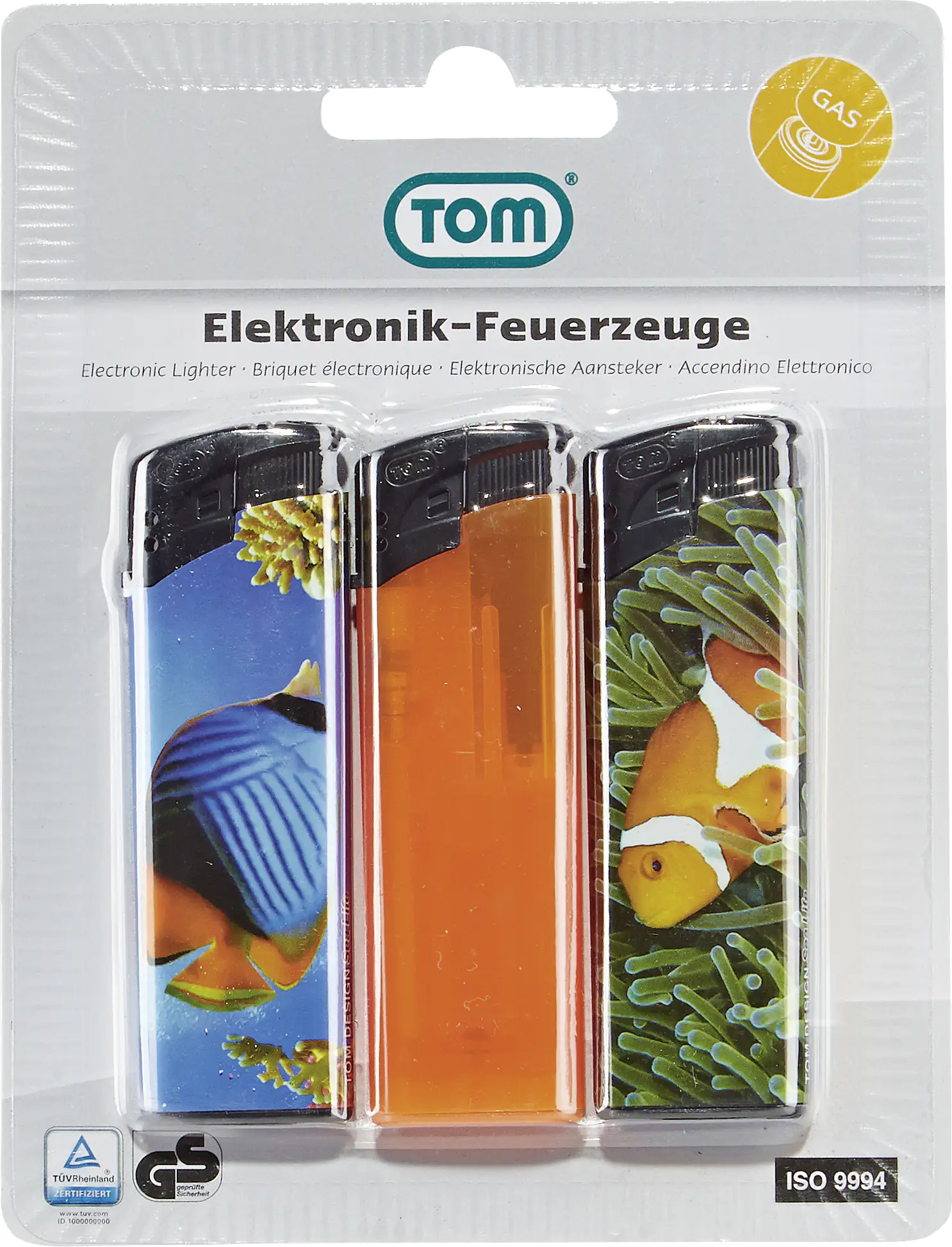 TOM Elektronik-Feuerzeuge 3er Blister