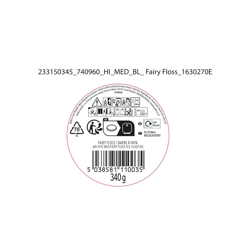 Yankee Candle Duftkerze Mittleres Glas Fairy Floss 340 g, rosa