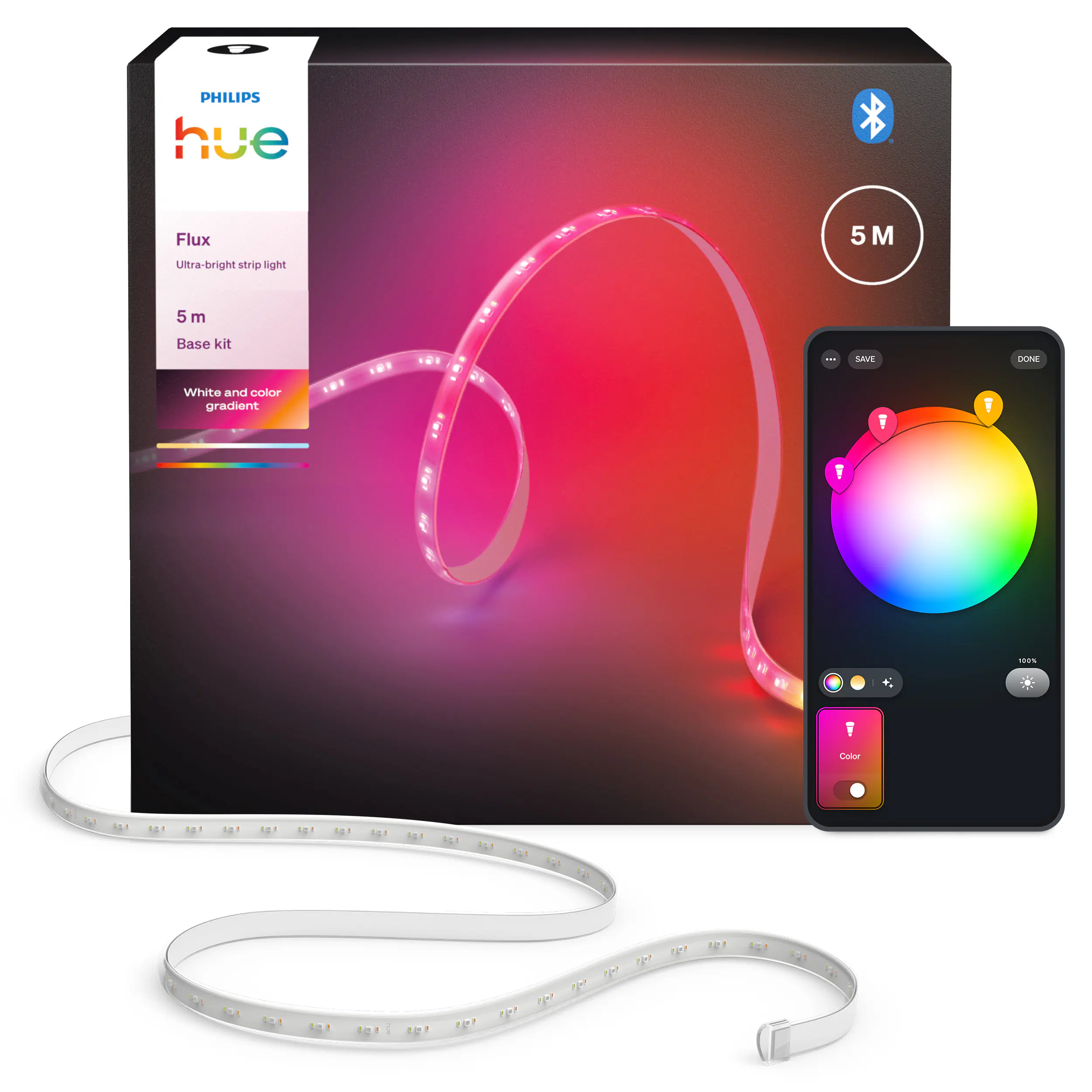 Philips Hue LED-Streifen Flux Ultra Bright Gradient 5 m 48 W RGBW weiß dimmbar