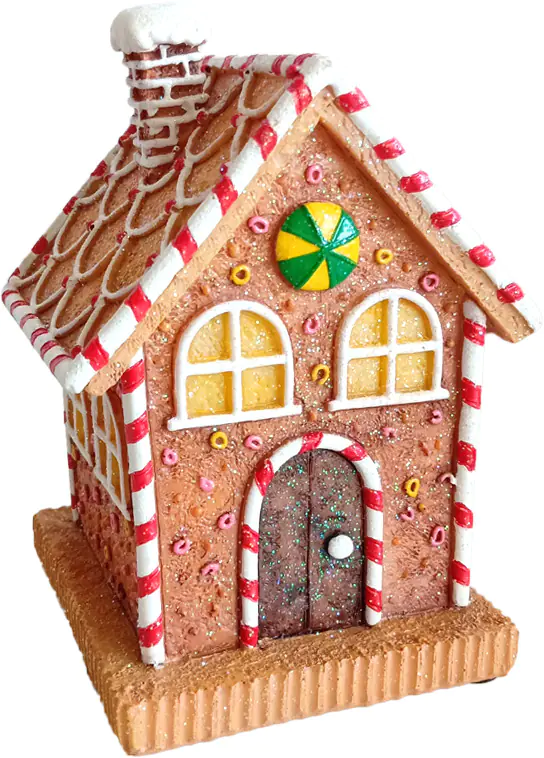 Figur Lebkuchenhaus 13,5 x 9 x 9,5 cm braun