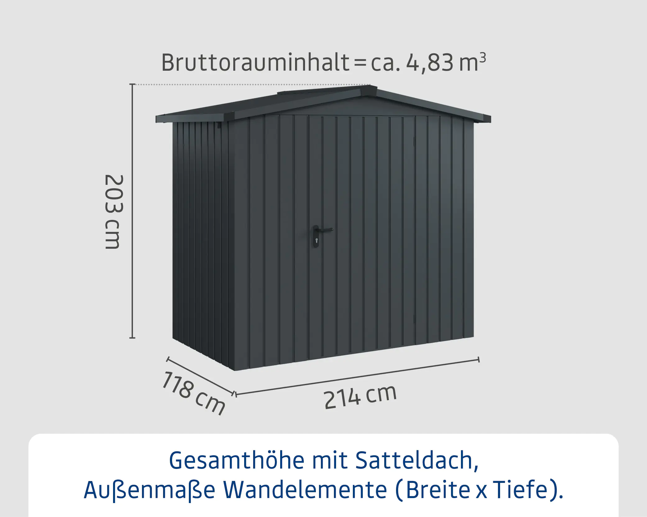 EcoStar Metallgerätehaus Euroline ESD3 anthrazit 214 x 118 cm 1-flg.