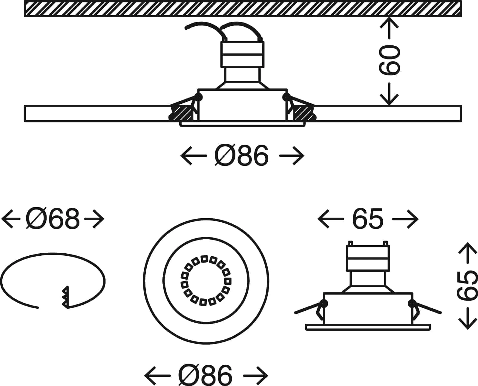 Briloner 3er Set Einbauleuchten nickel-matt Ø 8,6 cm