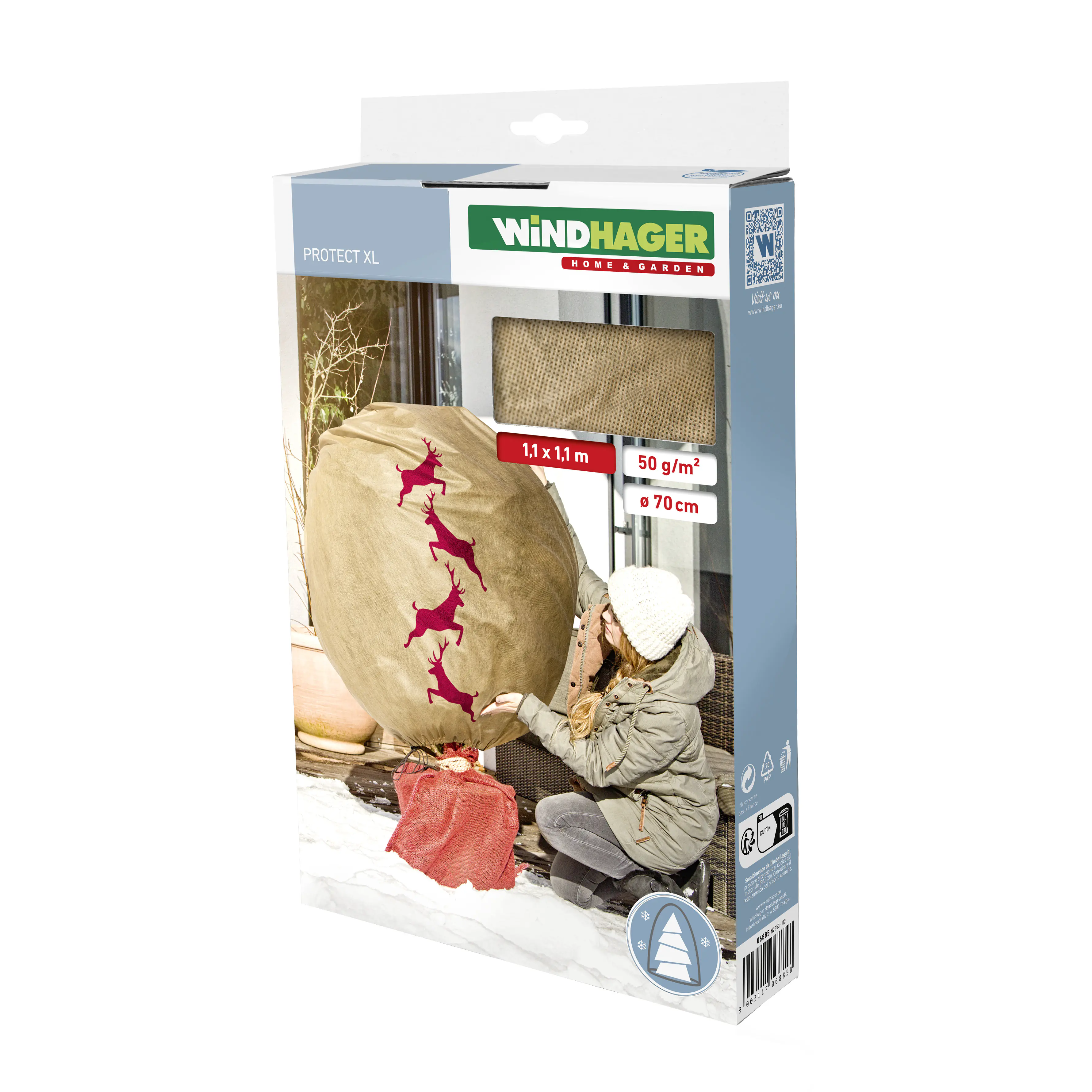 Windhager Deko-Haube Protect XL 1,1 x 1,1 m, beige mit Hirschmotiv