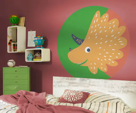 Komar Vlies Fototapete Dot Little Dino Trice Ø 128 cm, selbstklebend