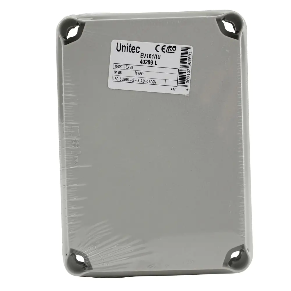 Aufputz- Abzweigdose IP65, mit Schraubdeckel, 175 x 130 x 84 mm, grau