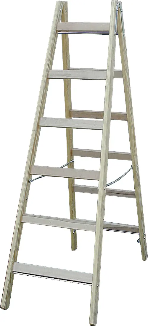 Stabilo Sprossen-Doppelleiter Holz 2 x 6 Sprossen