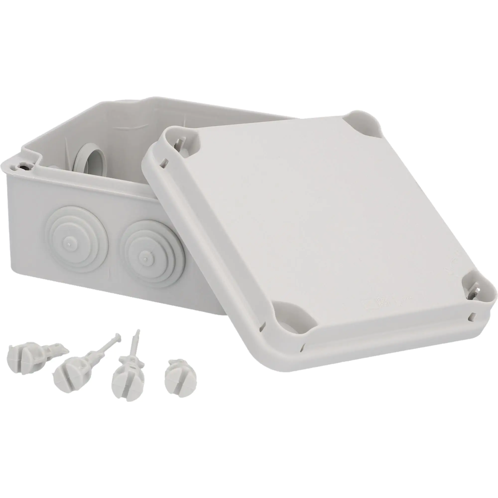 Aufputz-Abzweigdose IP65 mit Schraubdeckel 120 x 120 x 72 mm grau