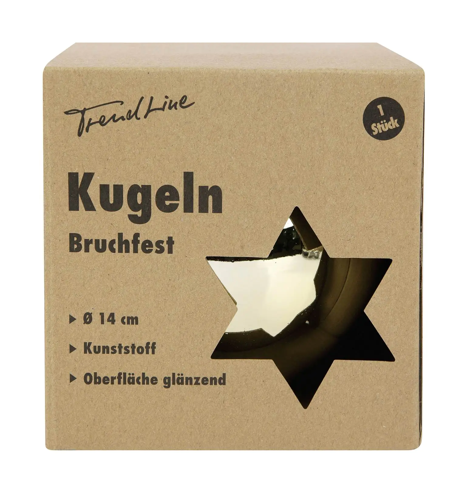 TrendLine Weihnachtskugel bruchfest, langlebig Ø 14 cm gold 1 Stück