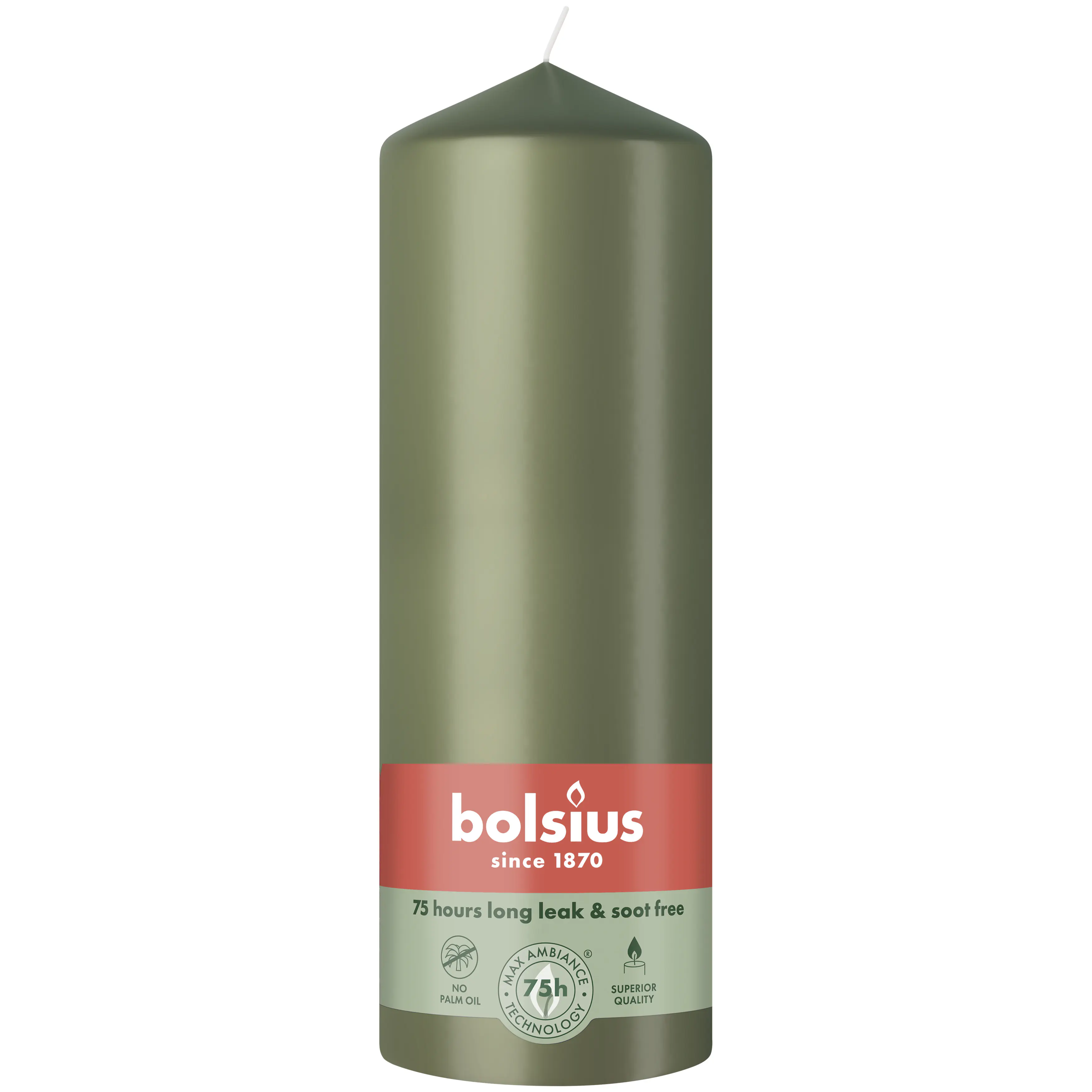 Bolsius Stumpenkerze olive 20 cm Ø 6,8 cm 