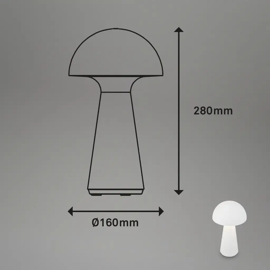 Briloner LED Akku-Tischleuchte Fungo weiß 28 x 16 cm warmweiß
