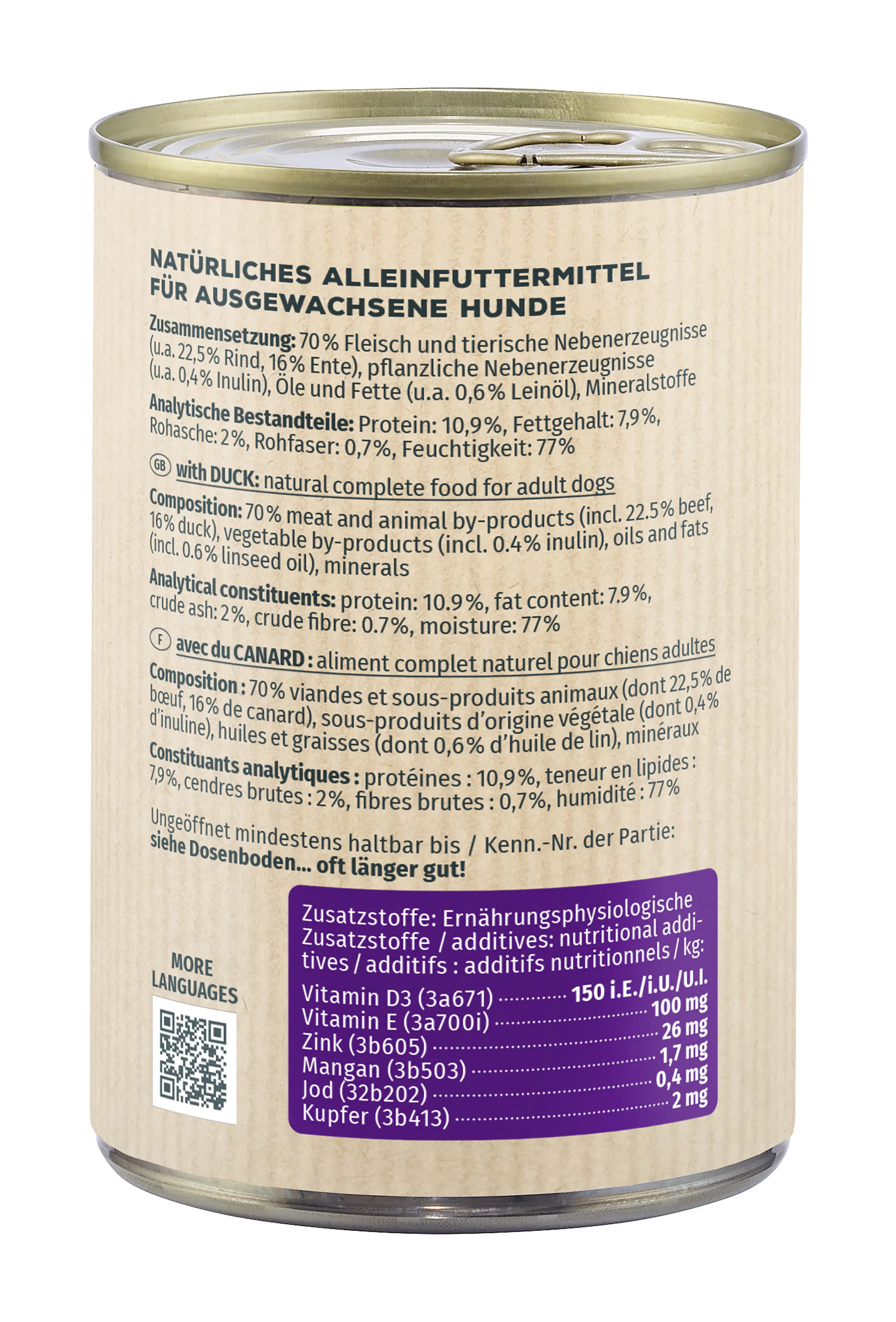 Primox Hundenassfutter Adult getreidefrei 400 g Ente 