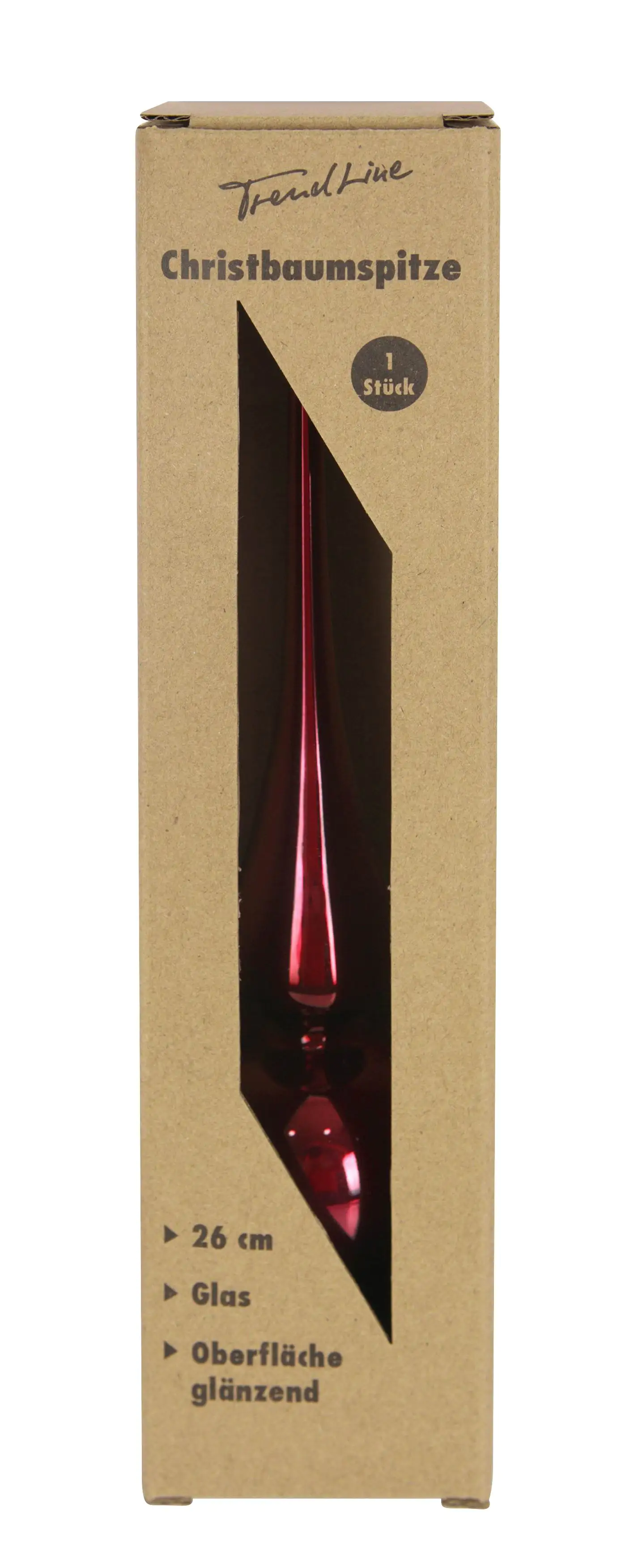 TrendLine Christbaumspitze aus Glas 26 cm magnolienrosa glanz