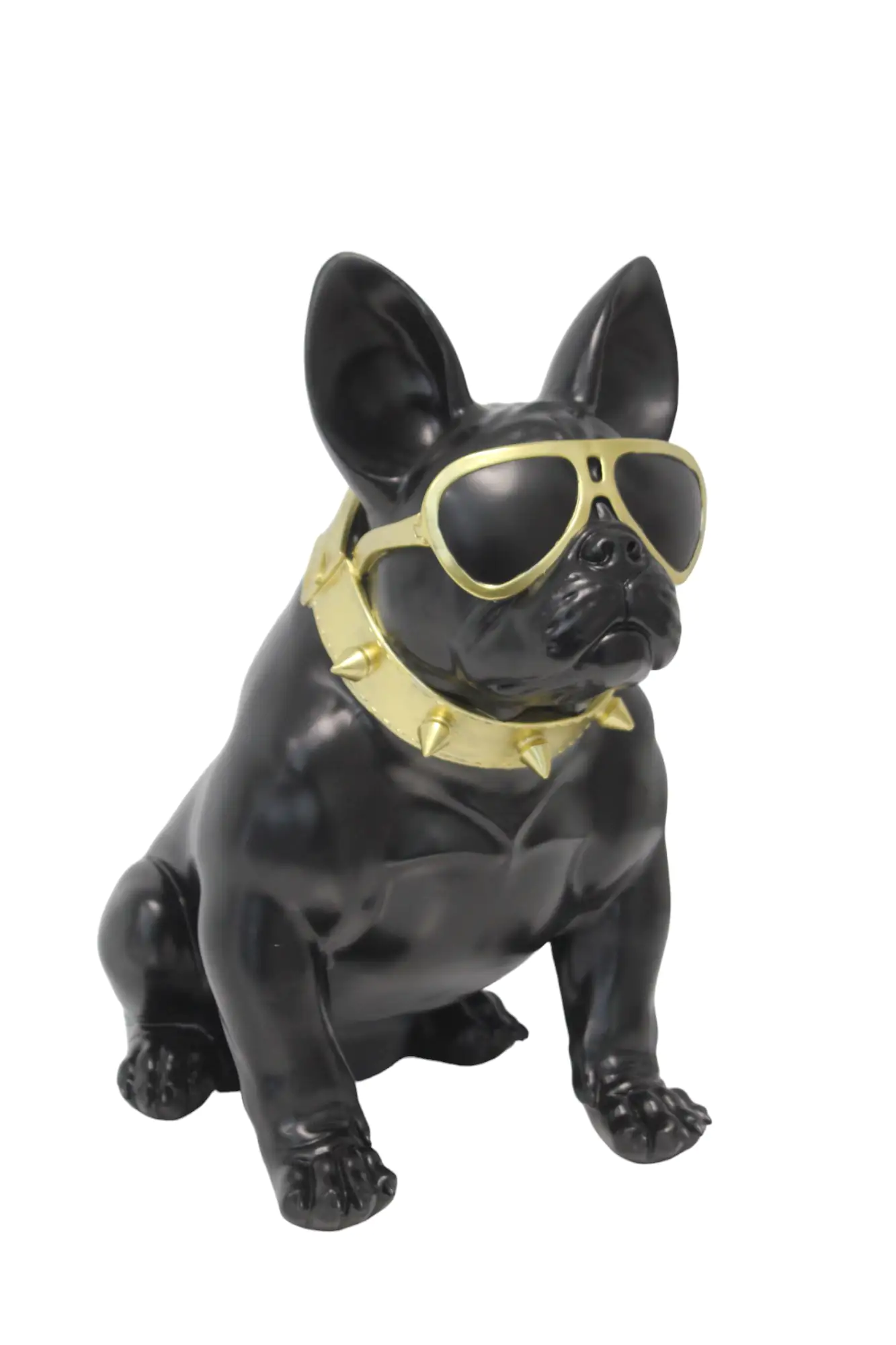 Figur Bulldogge mit Brille groß, Polyresin 60 x 35x  54 schwarz