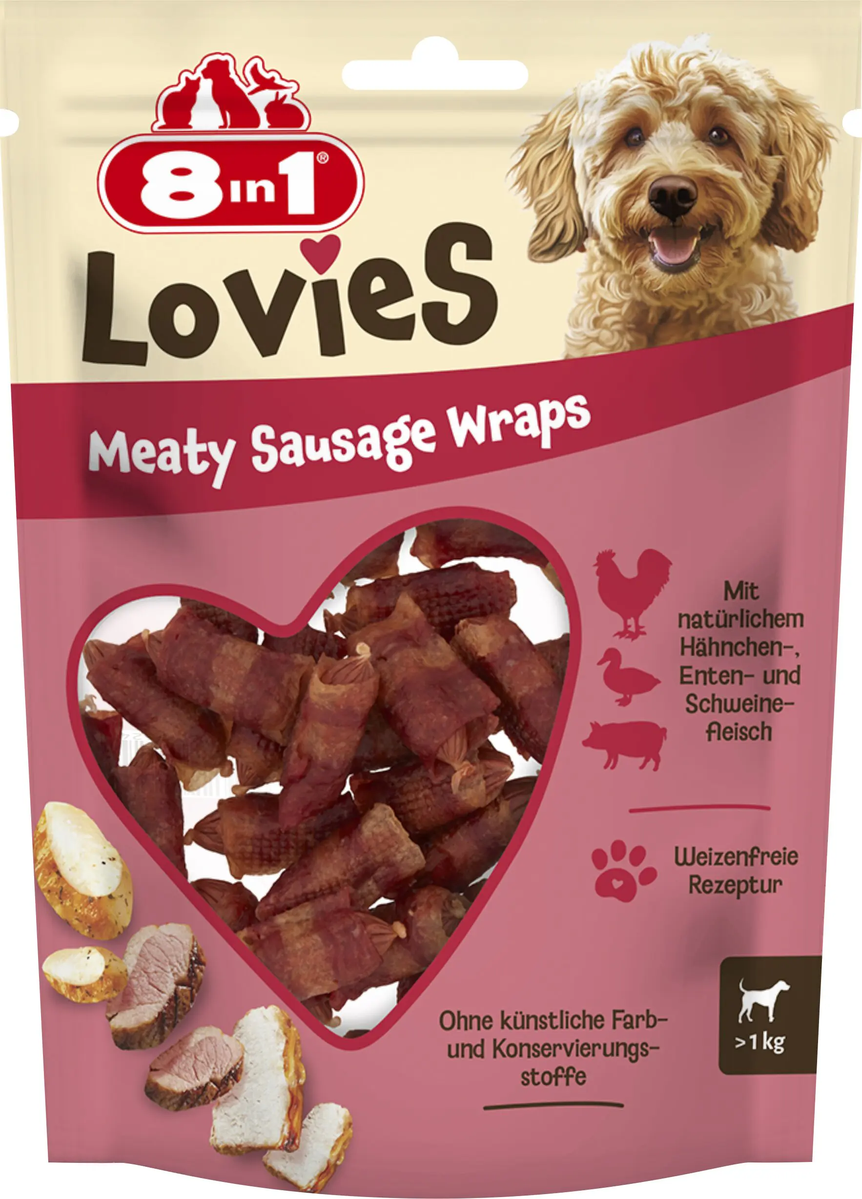 8in1 Lovies Hundeleckerli Sticks 80 g Huhn, Ente & Schwein