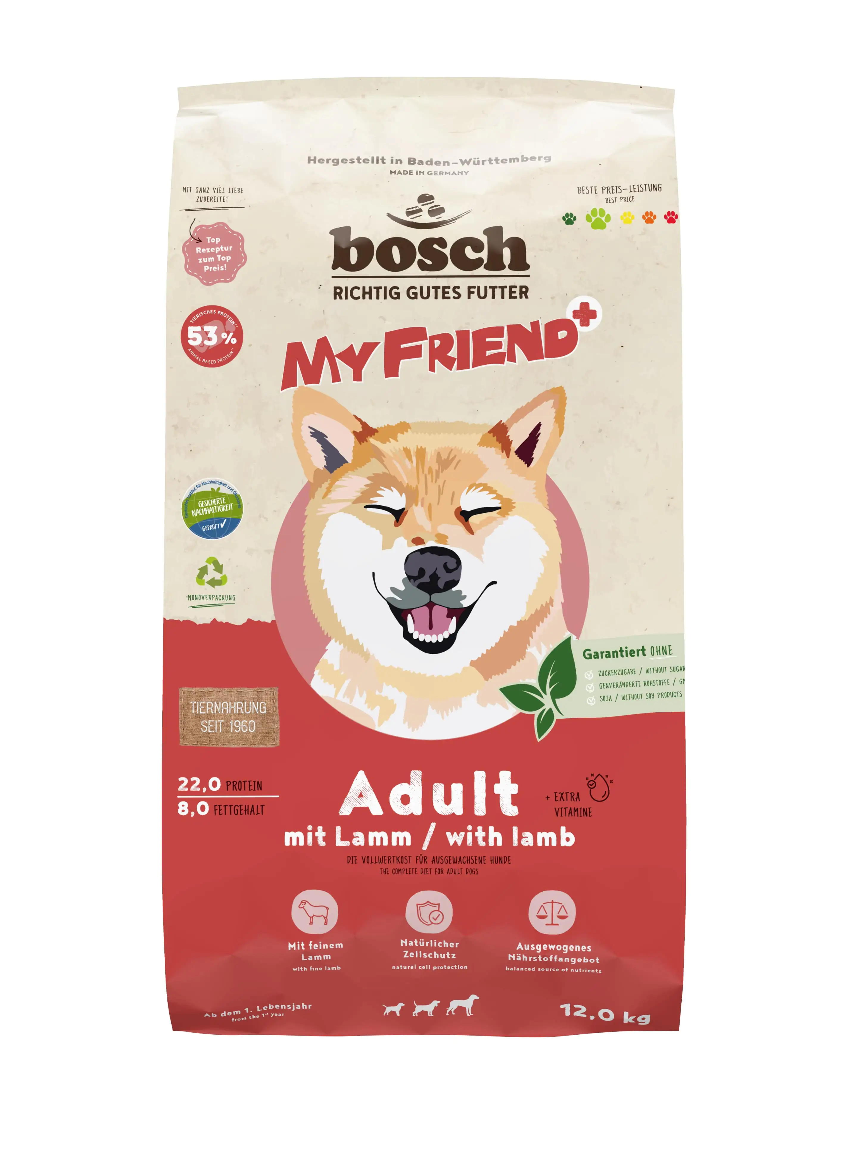Bosch My Friend Hundetrockenfutter Adult 12 kg Lamm 