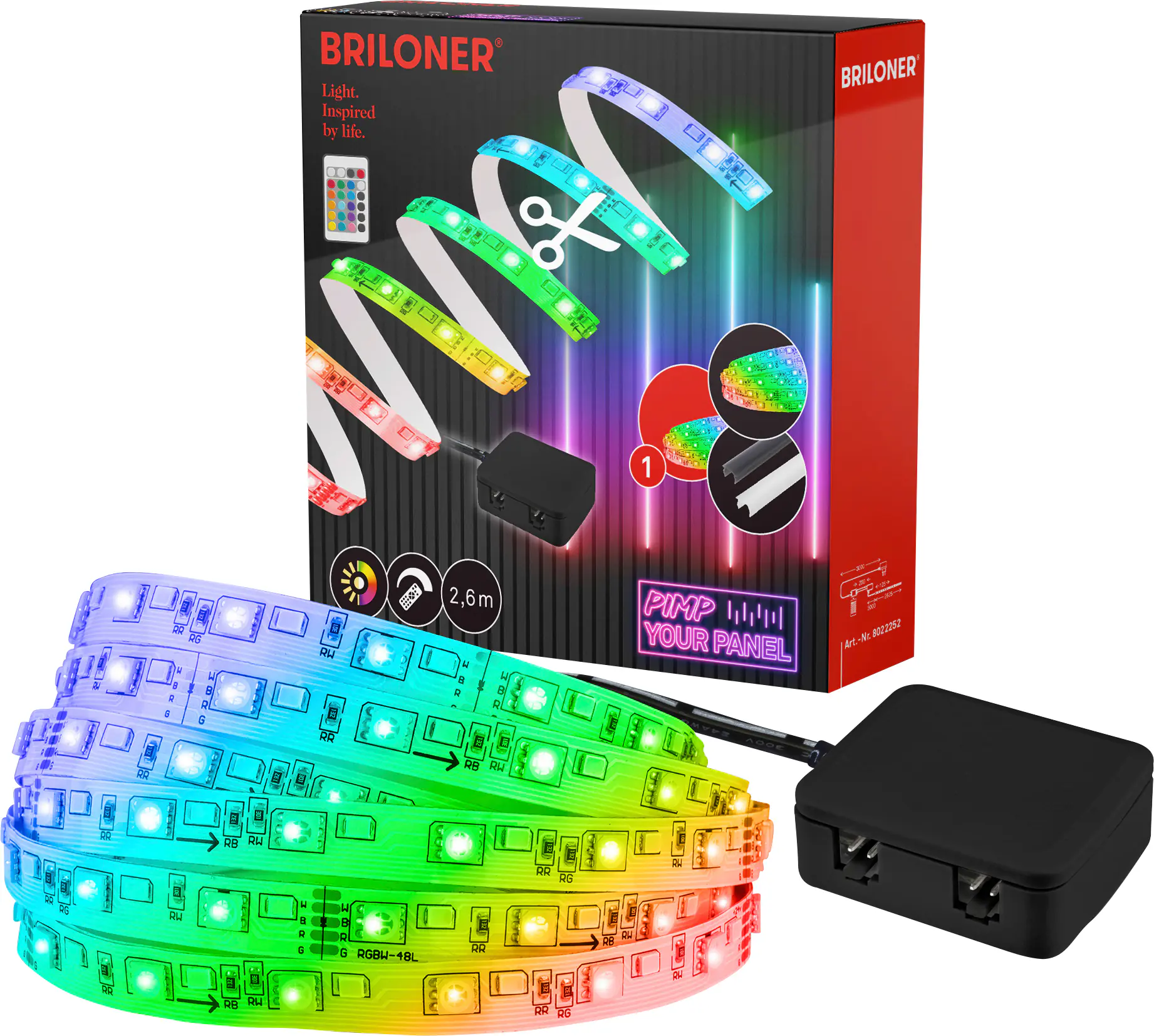 Briloner LED-Stripe Pimp your Panel bunt RGB, 2,6 m, 3000K 650 lm Starterset