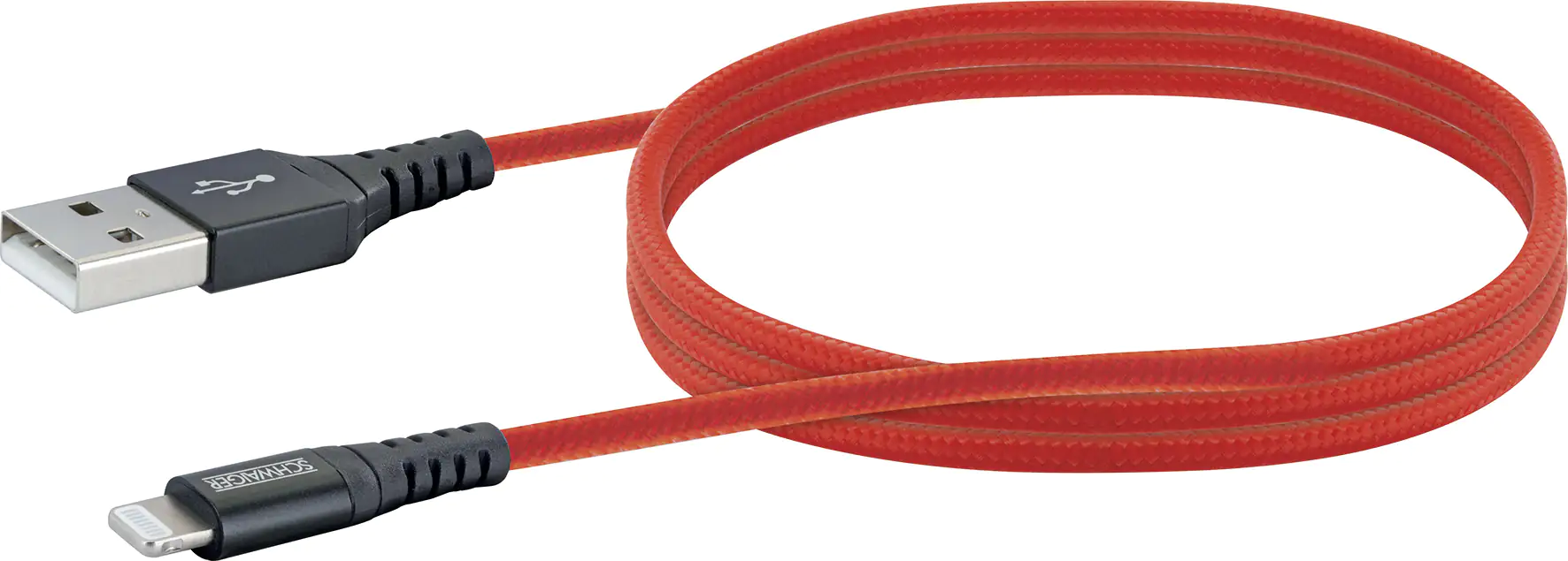 Schwaiger Sync und Ladekabel 1,2 m Apple Lightning feuerrot