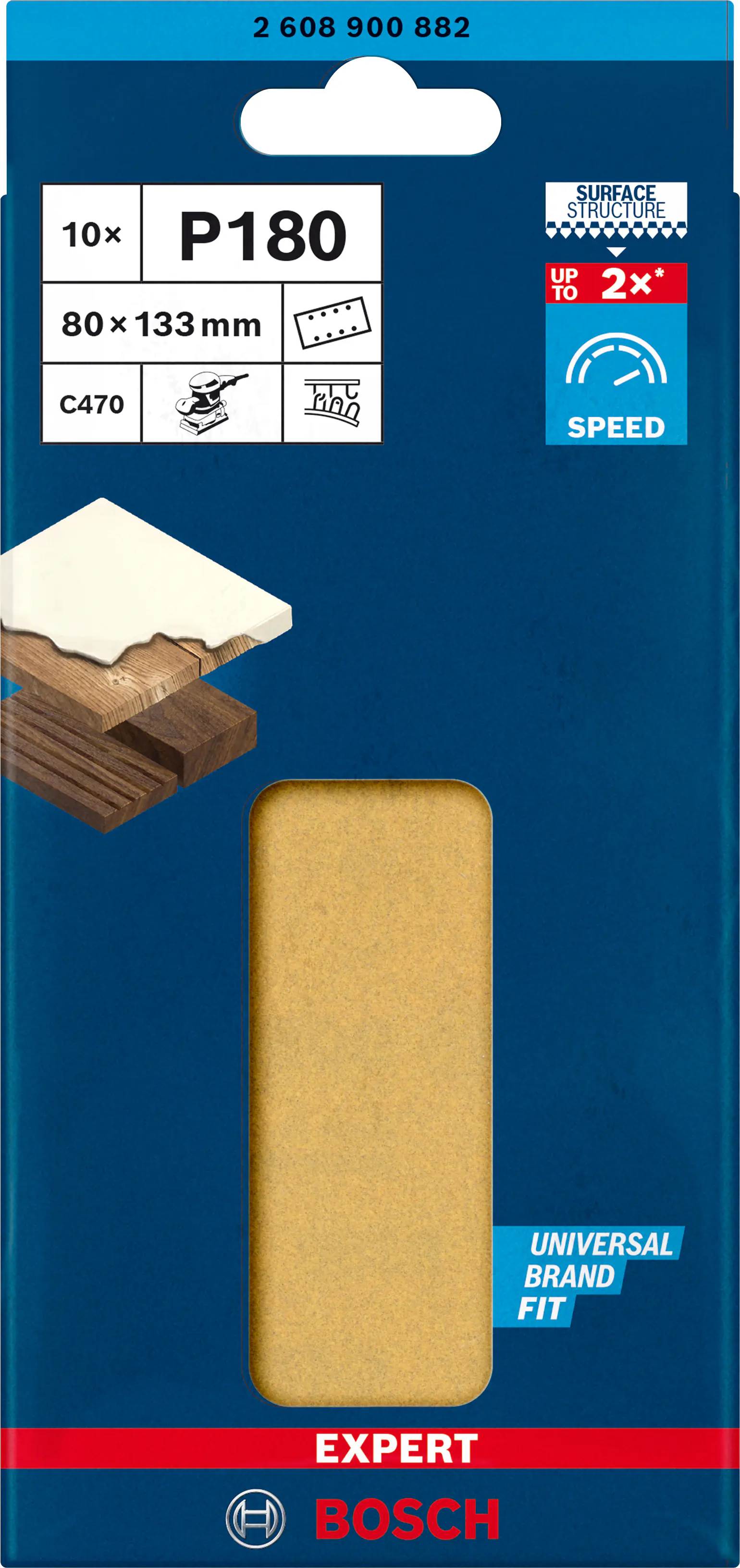Bosch Expert C470 Schleifpapier für Schwingschleifer 80 x 133 mm G 180 10-teilig