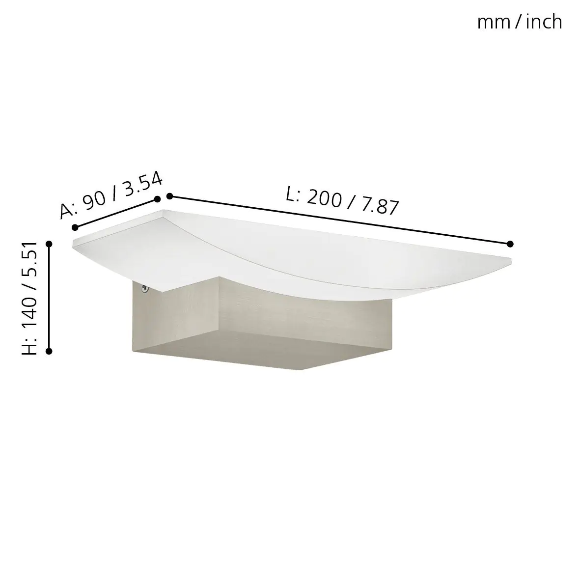 Eglo LED Wandleuchte Metrass nickel-matt 10,5 x 20 cm warmweiß