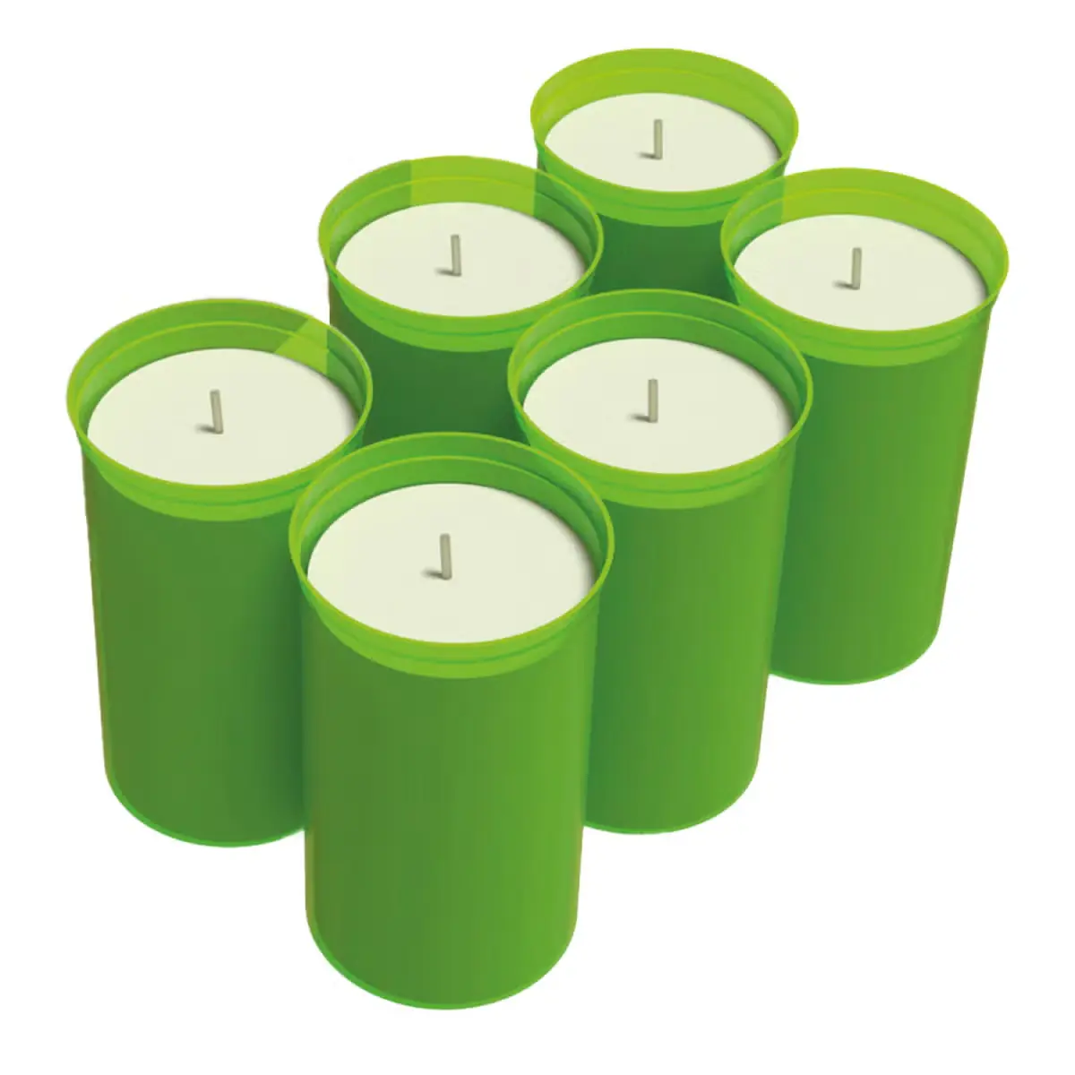 Bio Green Kerzen Ø 6,3 x 10 cm für Gewächshäuser grün/weiß 6er Pack