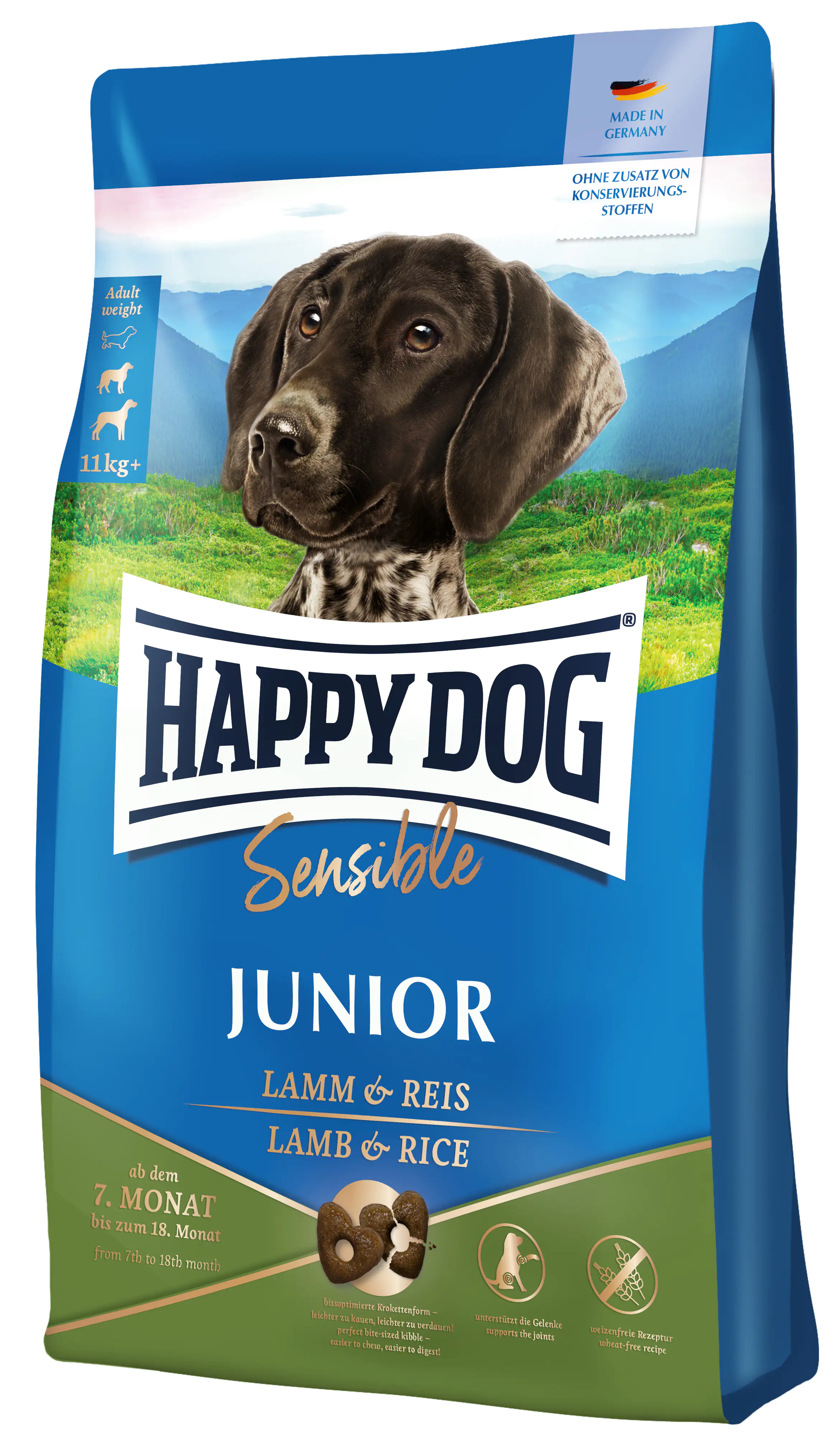 Happy Dog Sensible Hundetrockenfutter Junior 1 kg Lamm & Reis 