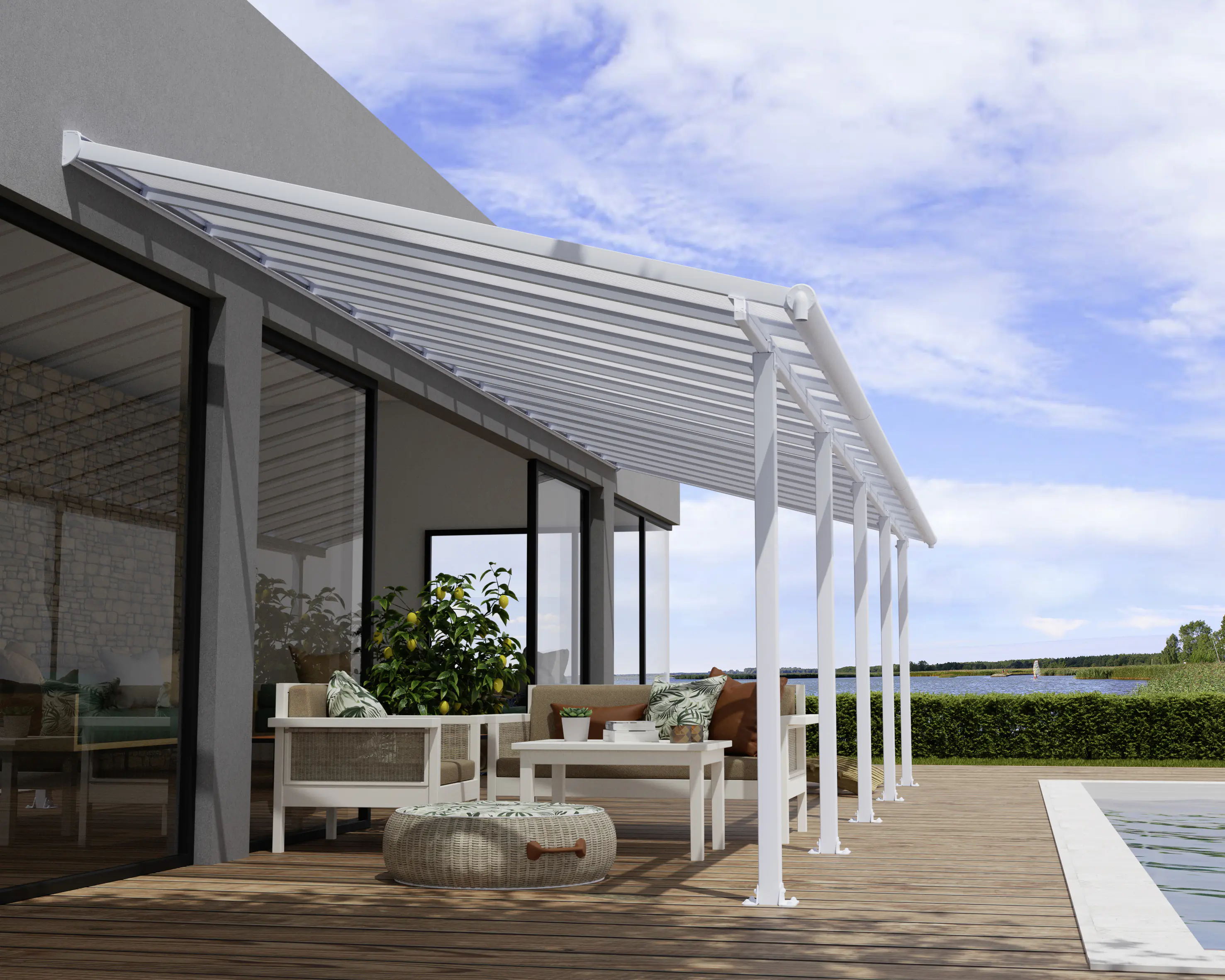 Canopia Terrassenüberdachung Olympia 3x9.8 weiß