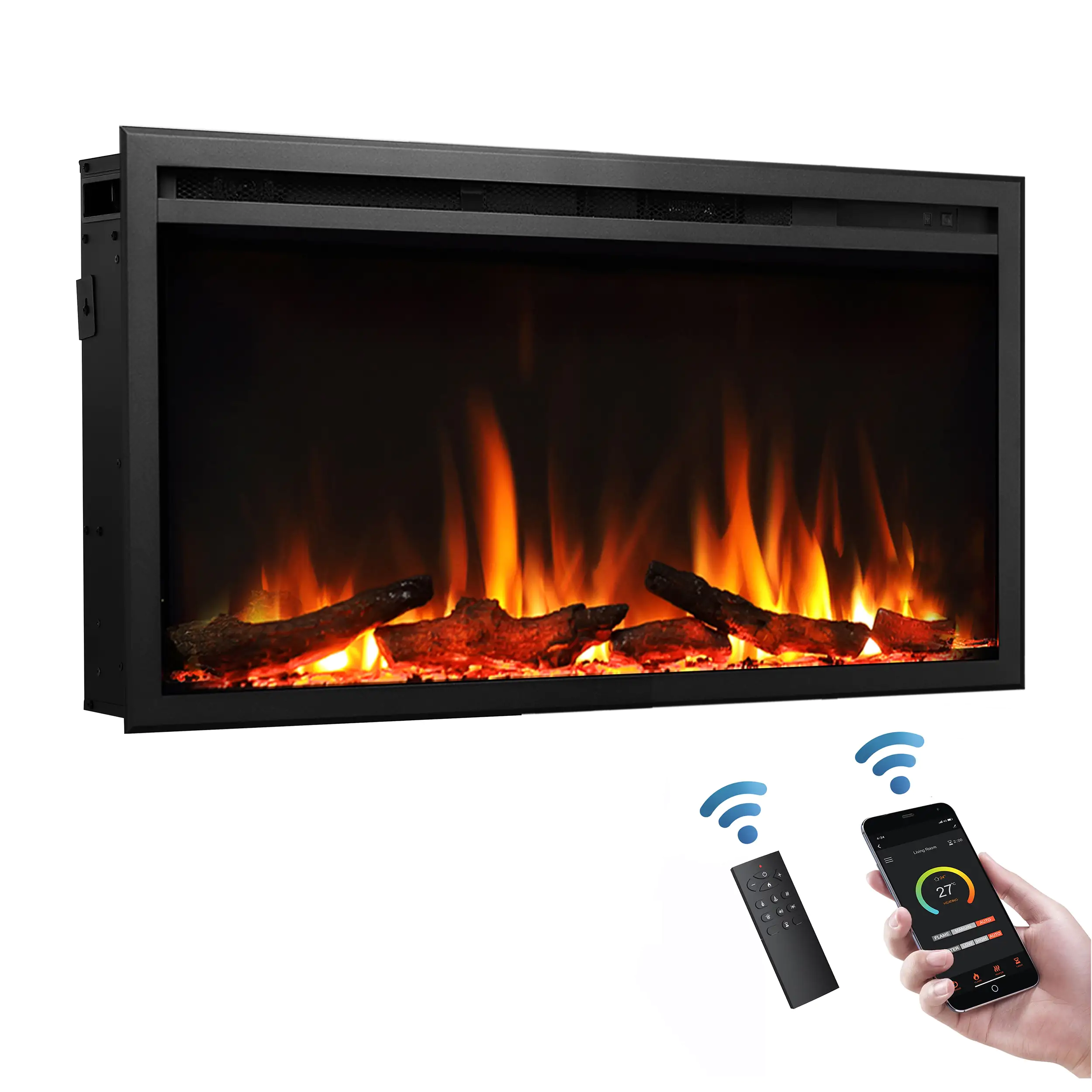 Balderia Elektrokamin schwarz Athena 36 1000/1500 Watt 49,5 x 92,8 cm