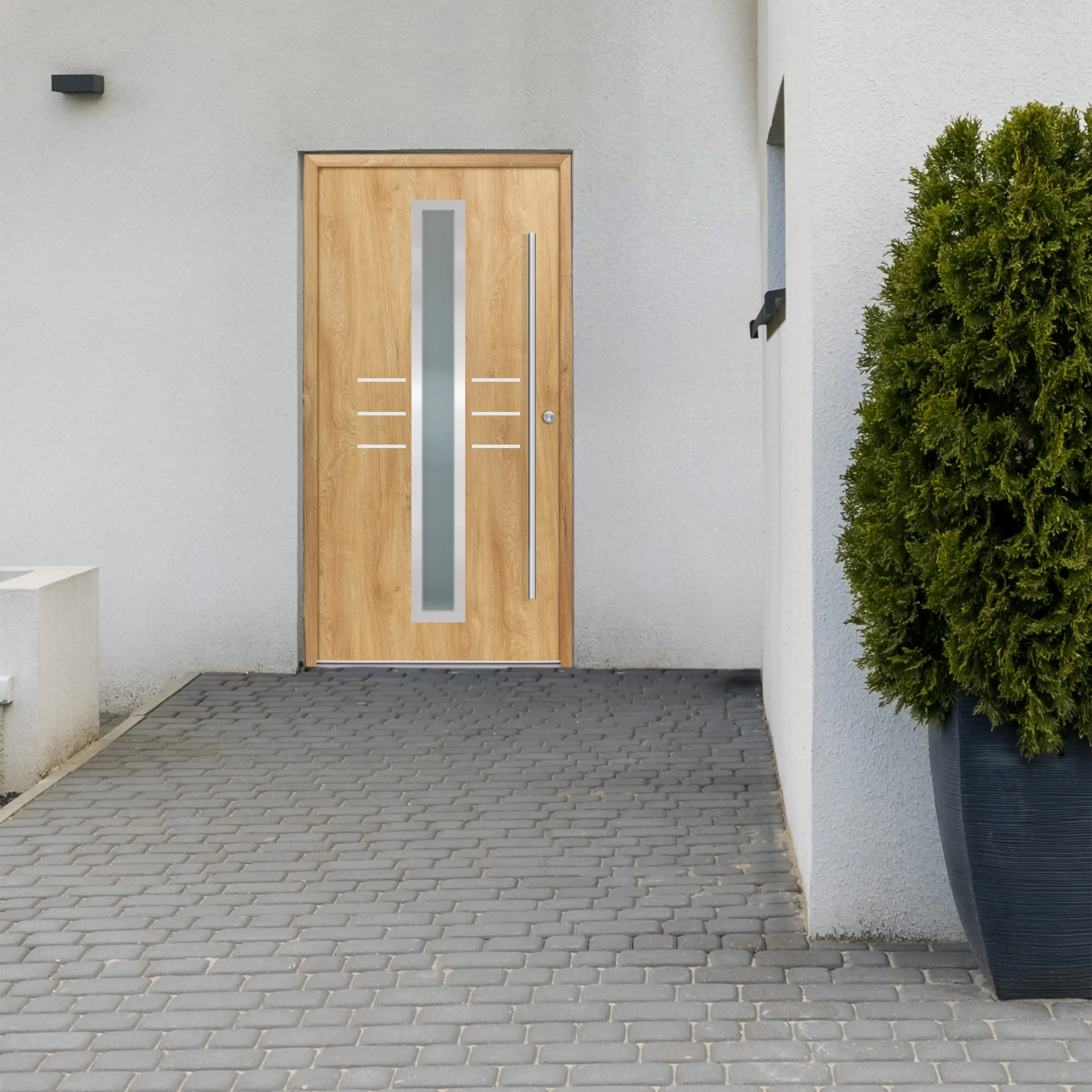 Splendoor Haustür Passivedoor Premium B07 Eiche Natur DIN Rechts 110 x 210 cm