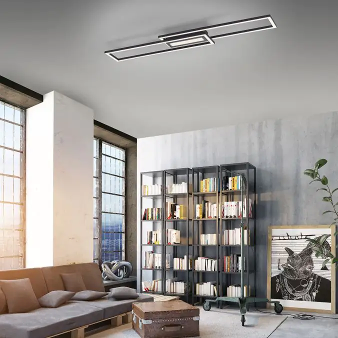 JustLight LED CCT Deckenleuchte Asmin schwarz 95 x 17,5 cm dimmbar