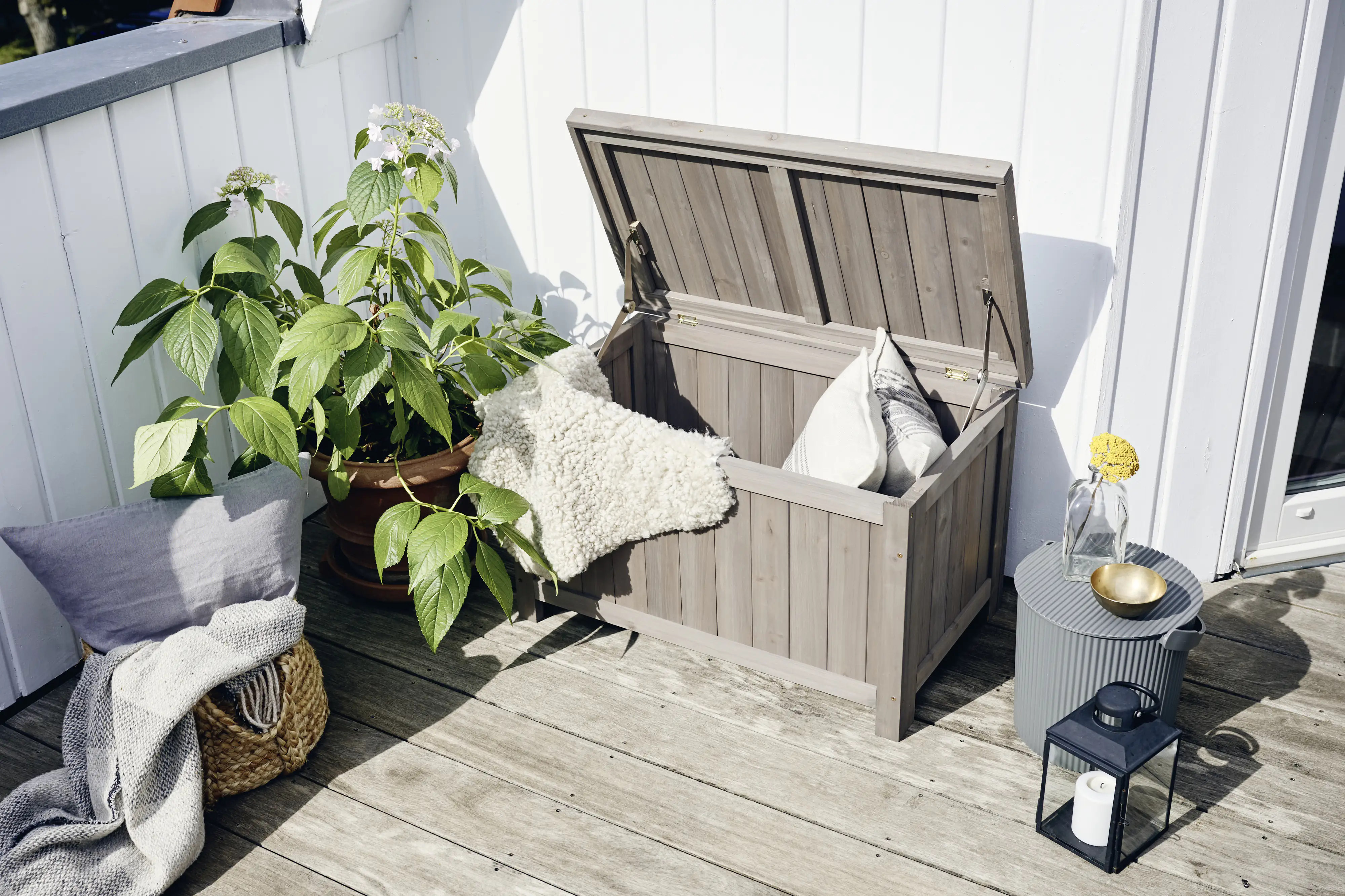 Butenkist Gartenbox Henriette Holz mit Klappdeckel 75 x 45 x 45 cm