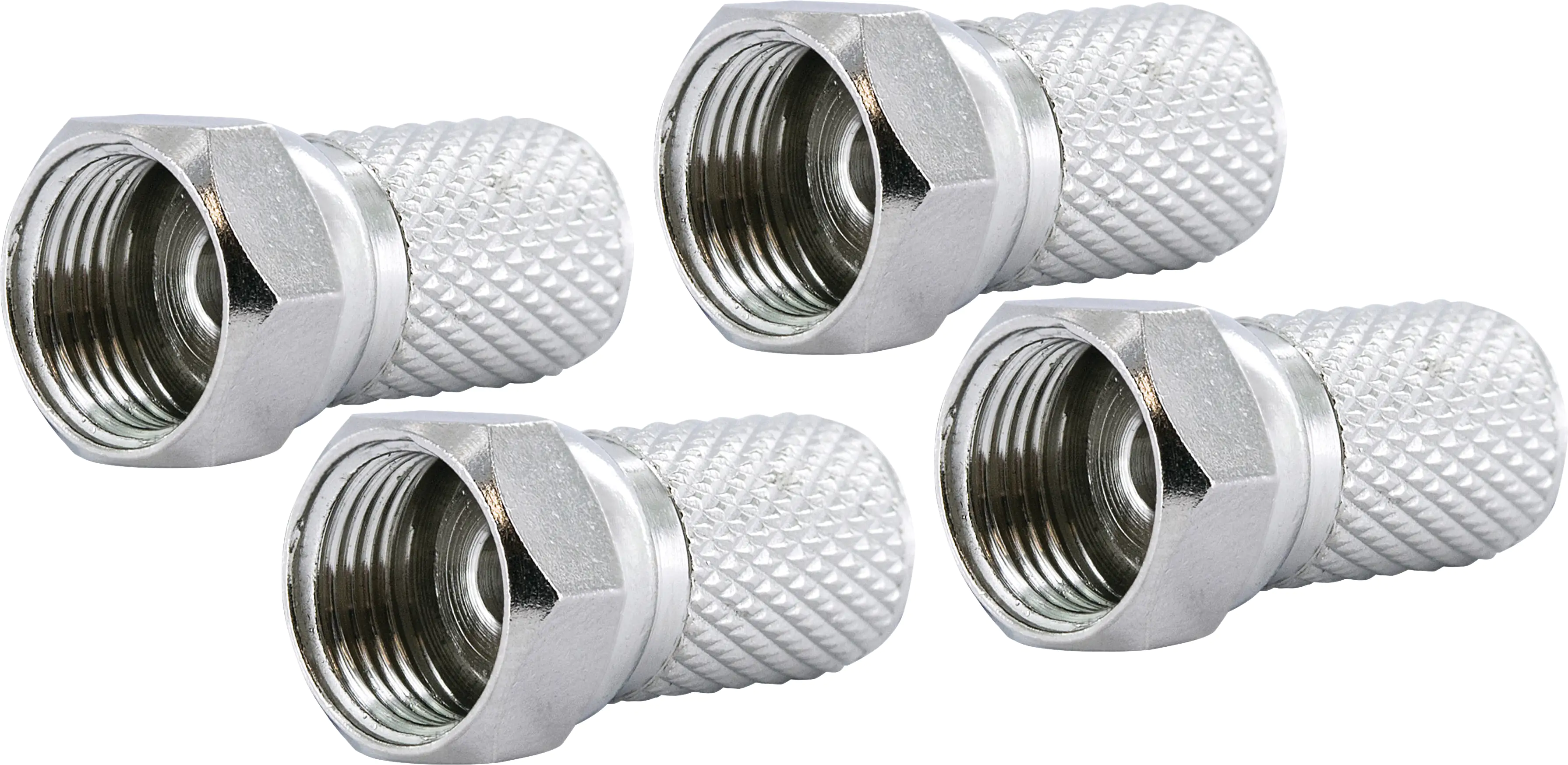 Schwaiger F-Aufdrehstecker Ø 8 mm silber - 4 Stück