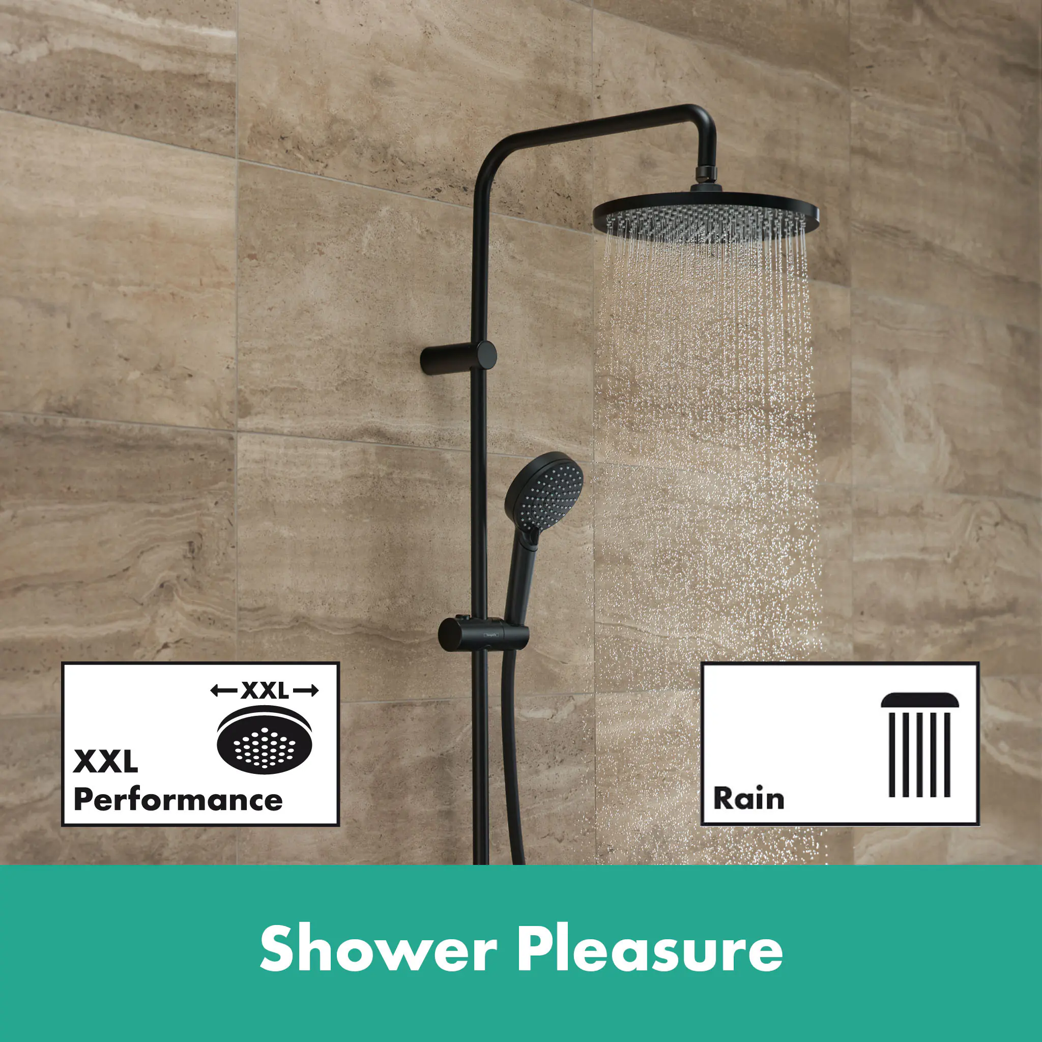 Hansgrohe Duschsystem mit Thermostat Vernis Blend schwarz matt