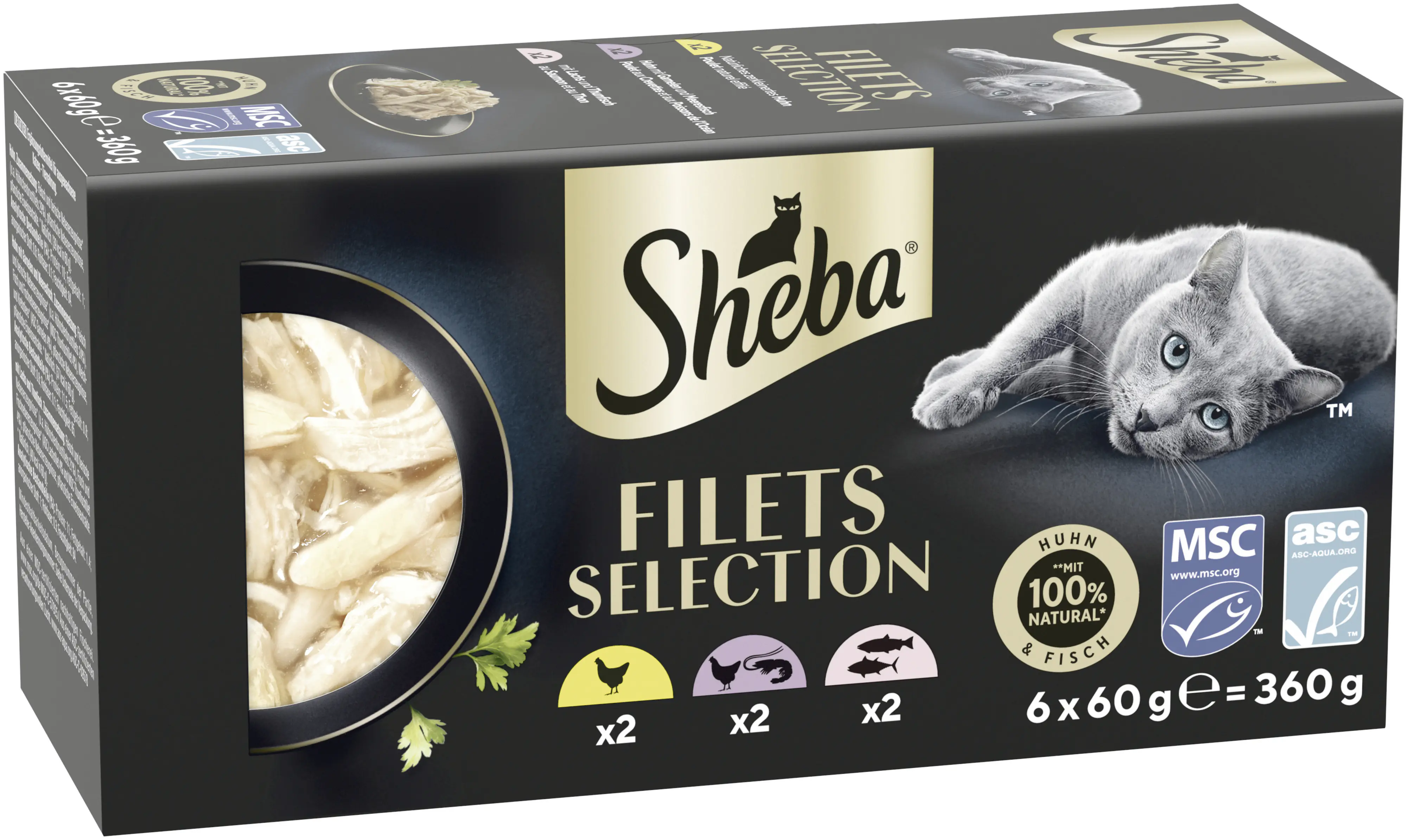 Sheba Katzennassfutter Filets Multipack Adult 6 x 60 g verschiedene Sorten