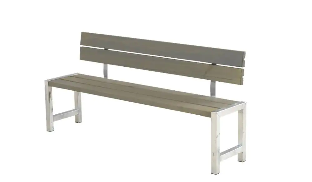 Plus Plankenbank 176 x 38 x 81 cm graubraun mit Rückenlehne