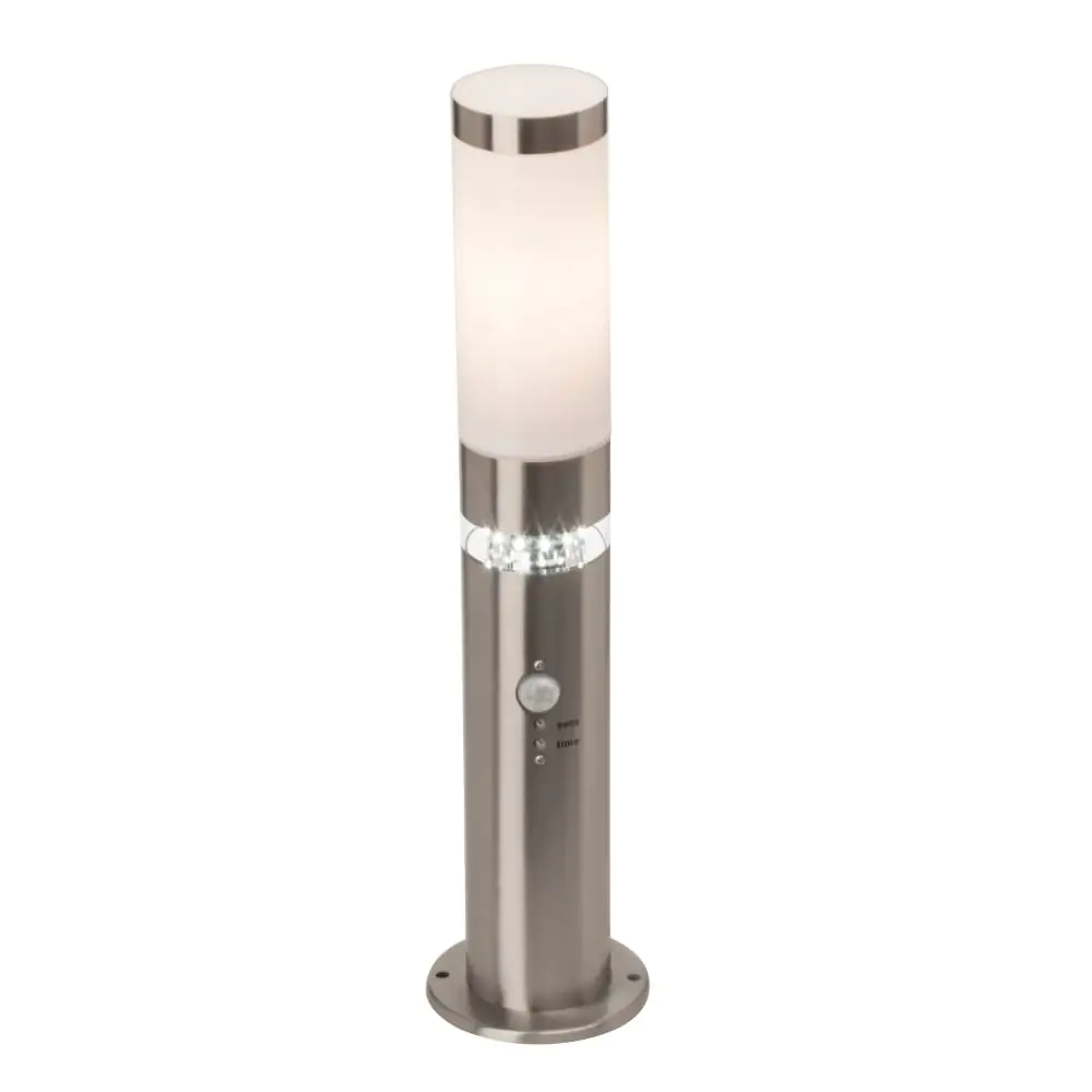 Brilliant Sockelleuchte Bole edelstahl 50 cm mit Bewegungsmelder E27 60 W